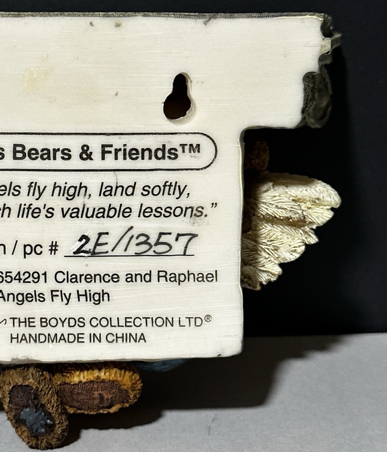 1999 Boyds Bears Clarence & Raphael Angels Fly High Vintage Wall Sconce #654291