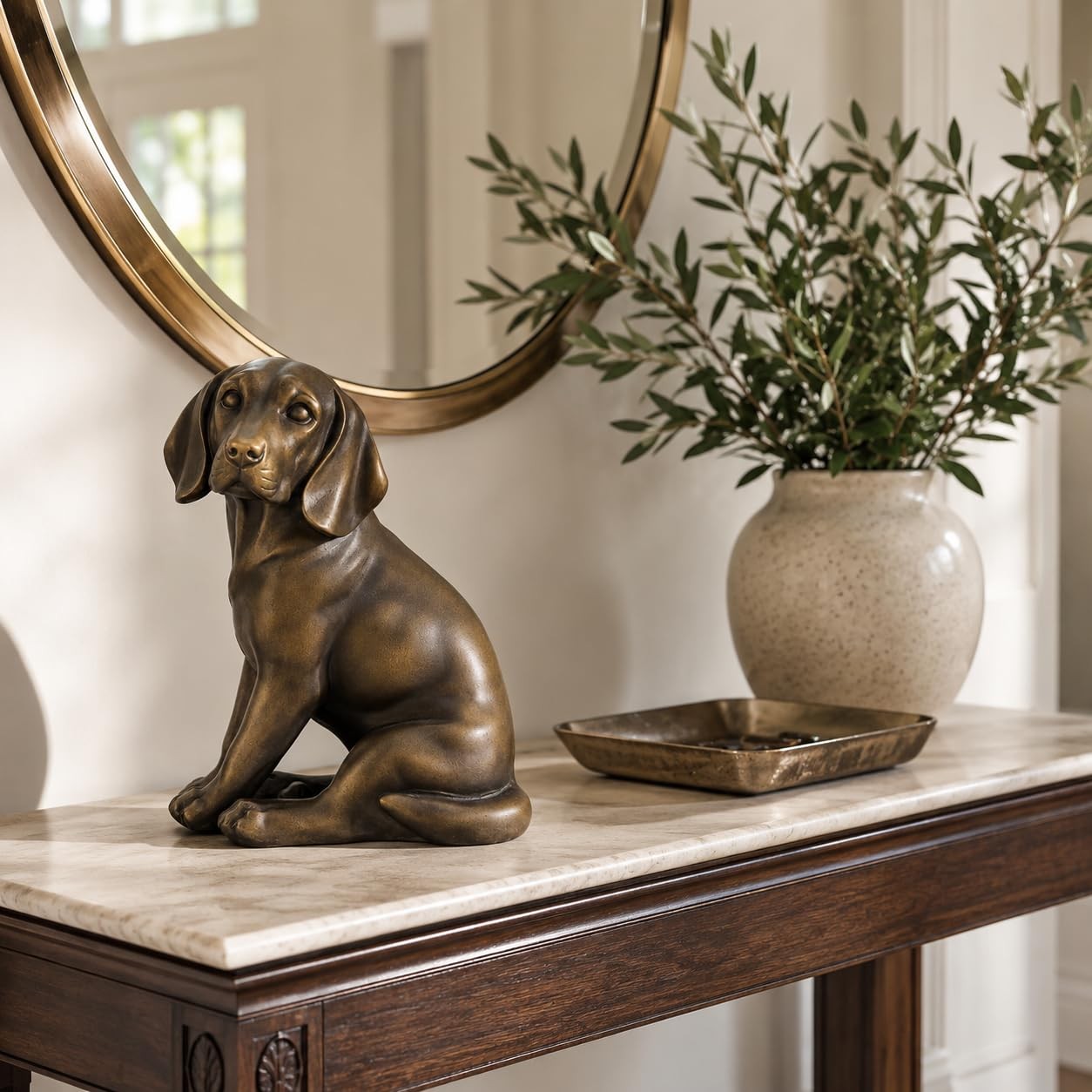 7 Inch Labrador Retriever Figurine Realistic Bronze Style Dog Statue Decor