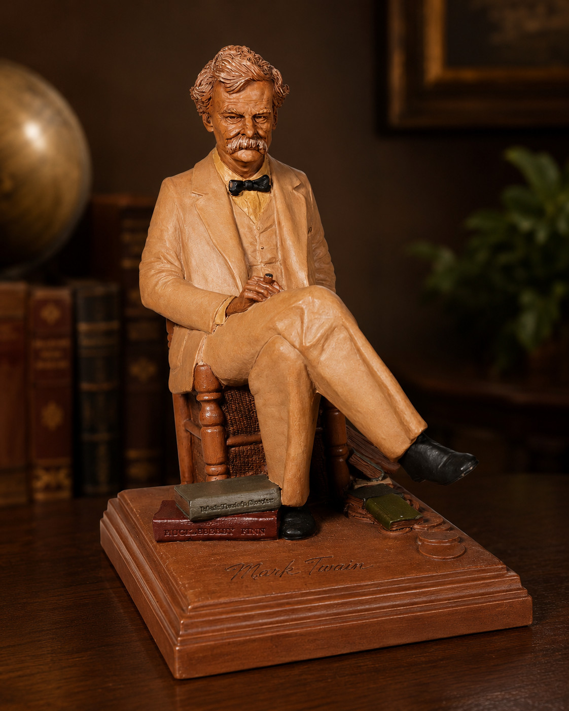 VTG Mark Twain Seated Figurine Sculpture Tom Clark Gnome Style 15″ Figure
