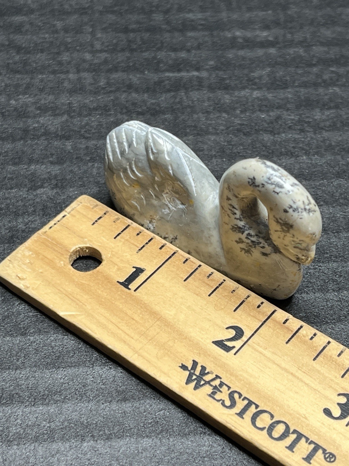 Vtg Miniature Gray Swan Hand-Carved Soapstone 2″ Figurine Nature Farm Country