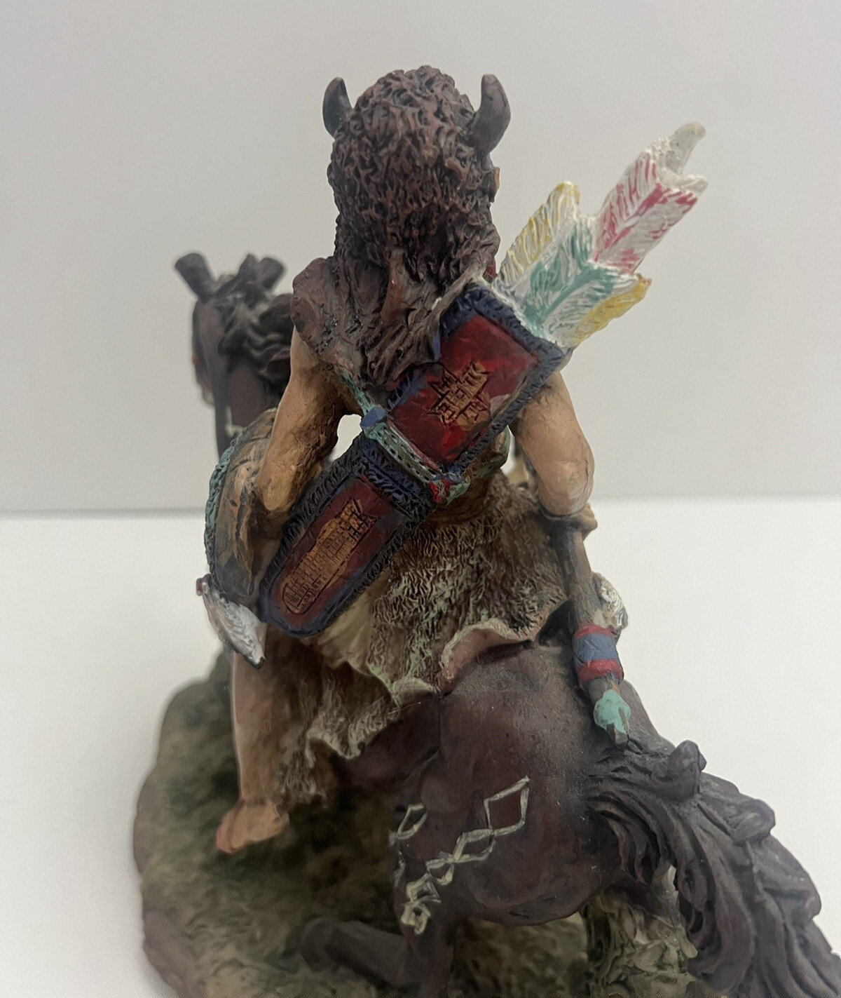 Native American Indian Chief Warrior Man on Horse Resin Figurine 9″ Statue Decor