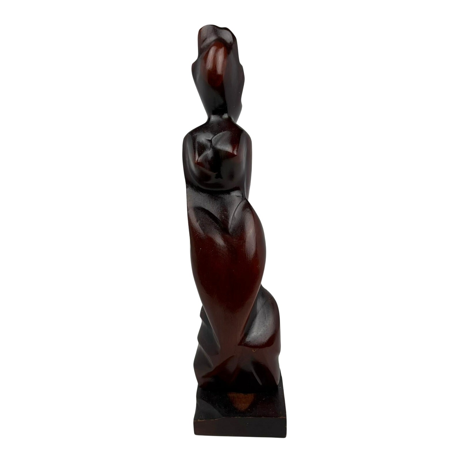 Abstract Wood Sculpture Female Figure Carved Art Deco Avant Garde Style 15.5″