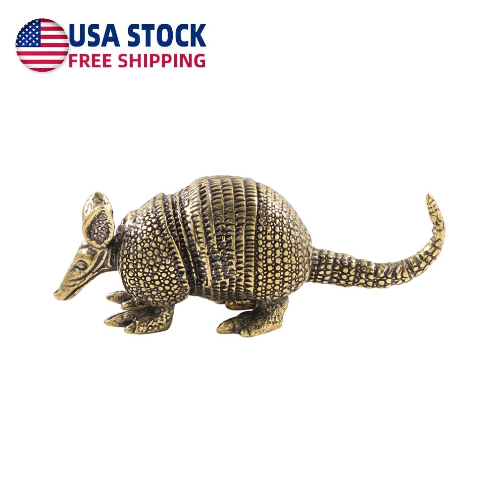 Brass Armadillo Figurine Small Animal Statue Table Office Home Decor Toy Gift