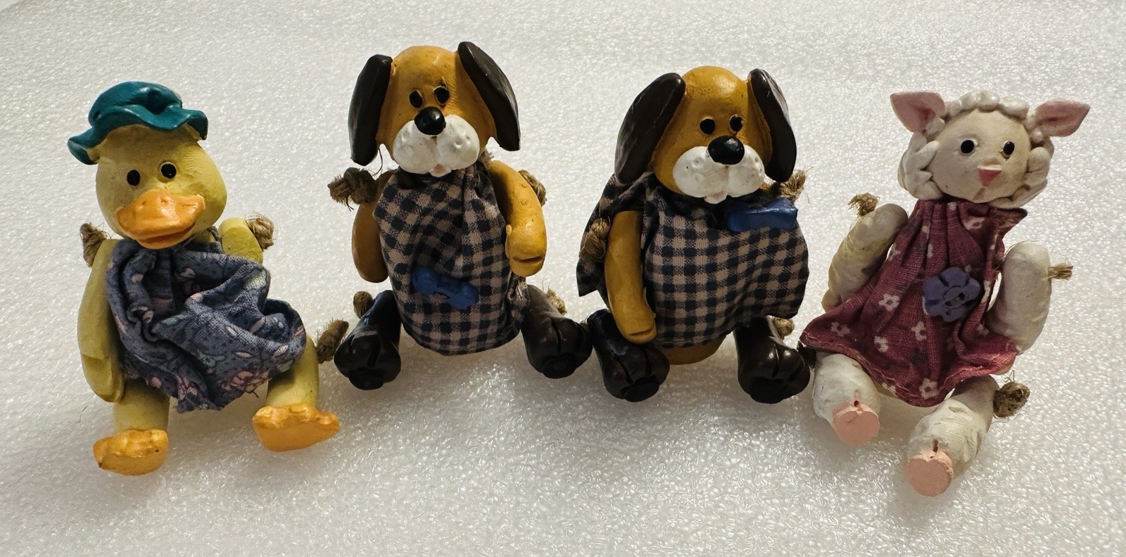 Lot of 4 Vintage Russ Berrie Minikins Figurines Shelf Sitters 3″ Dog, Lamb, Duck