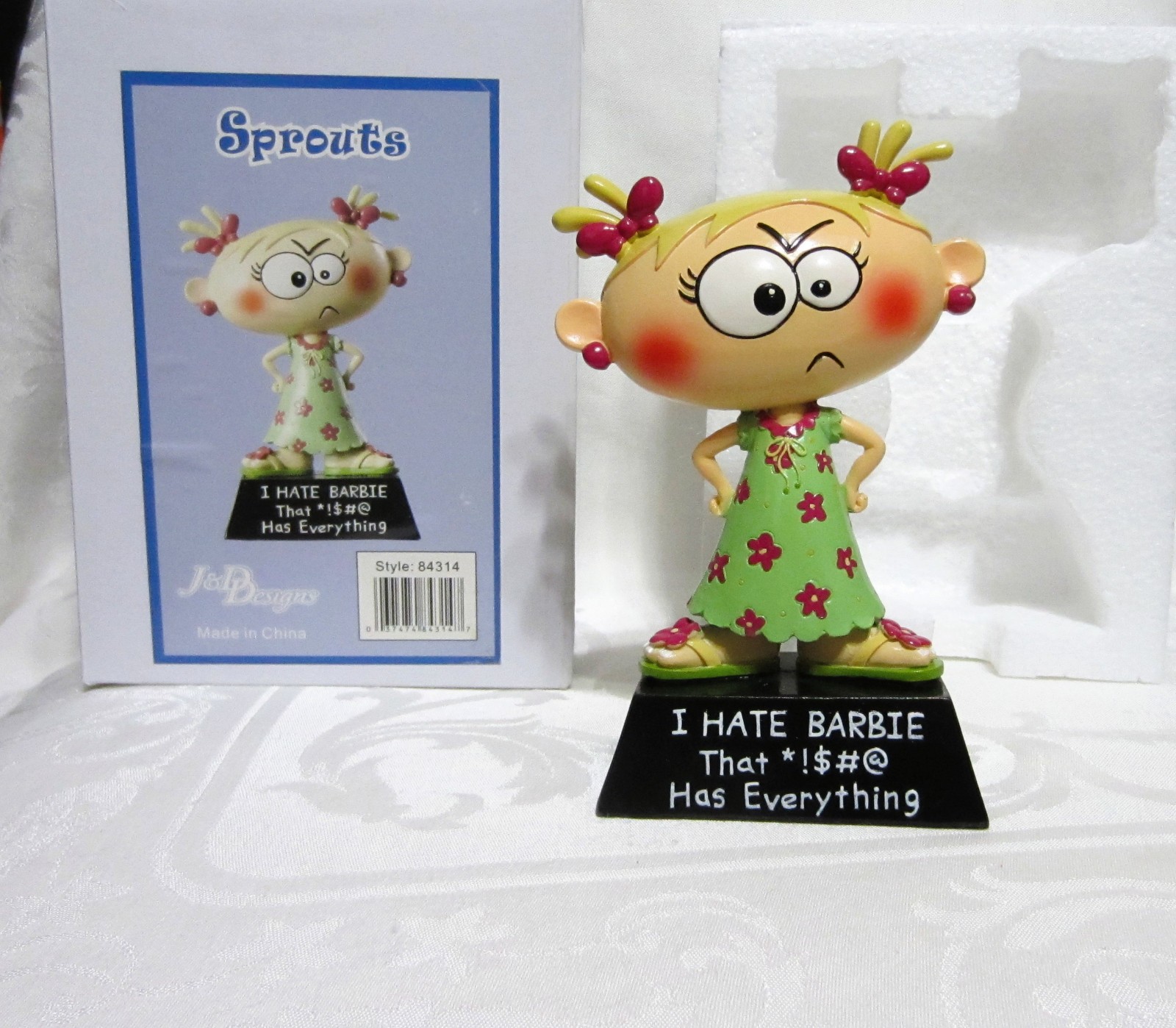Sprouts Whimsical-I HATE BARBIE THAT *!$#@ HAS EVERYTHING- J&D Designs- 6″-NIB
