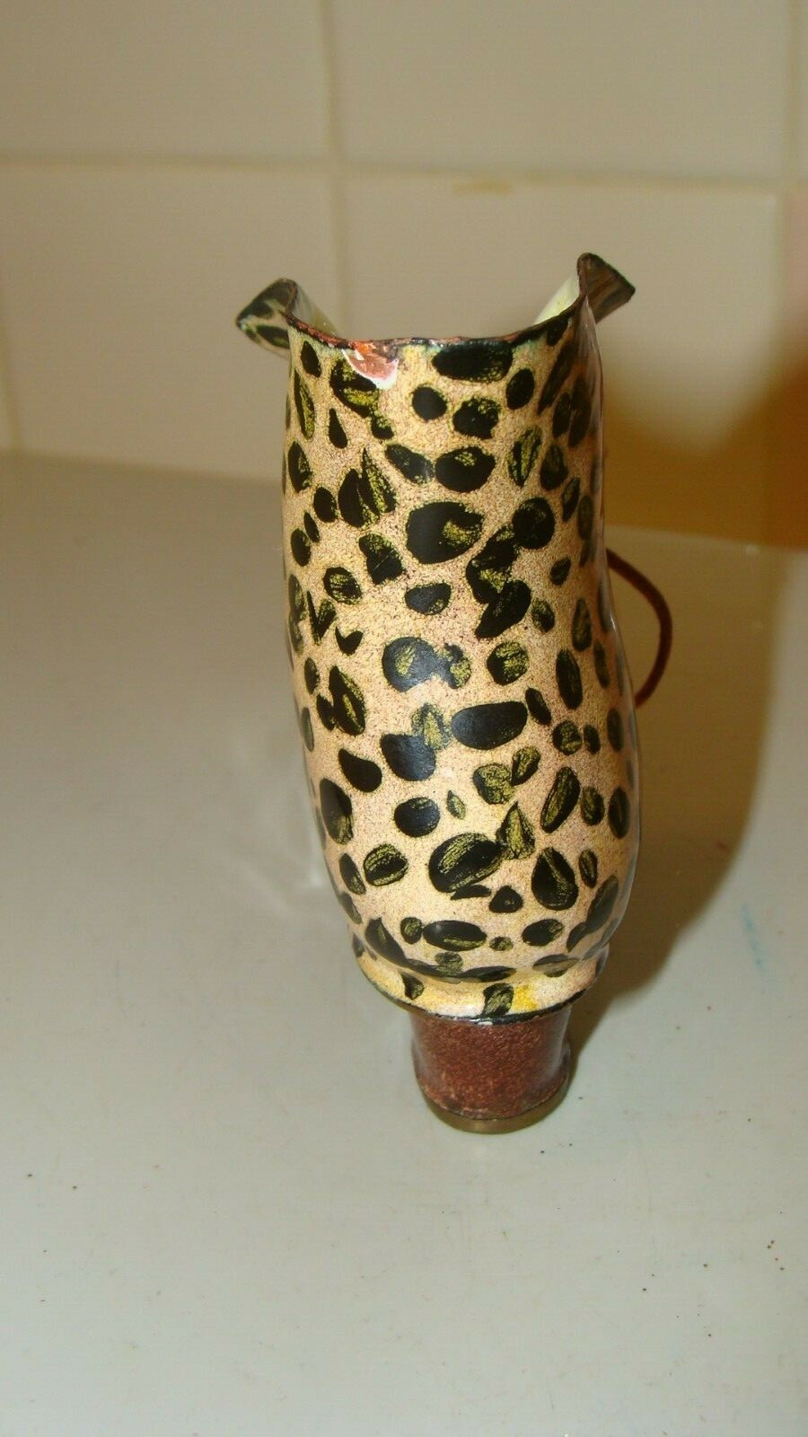 2000 Kevin Chen Metal Enamel Miniature Decorative Shoe 4.2″ x 1.5″ and 3.2″ tall