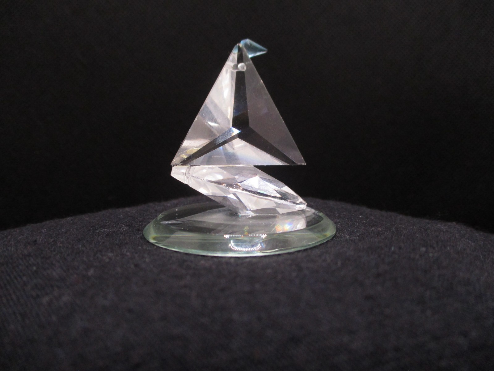 Austrian Crystal Sailboat on crystal stand. Unknown manufacturer.