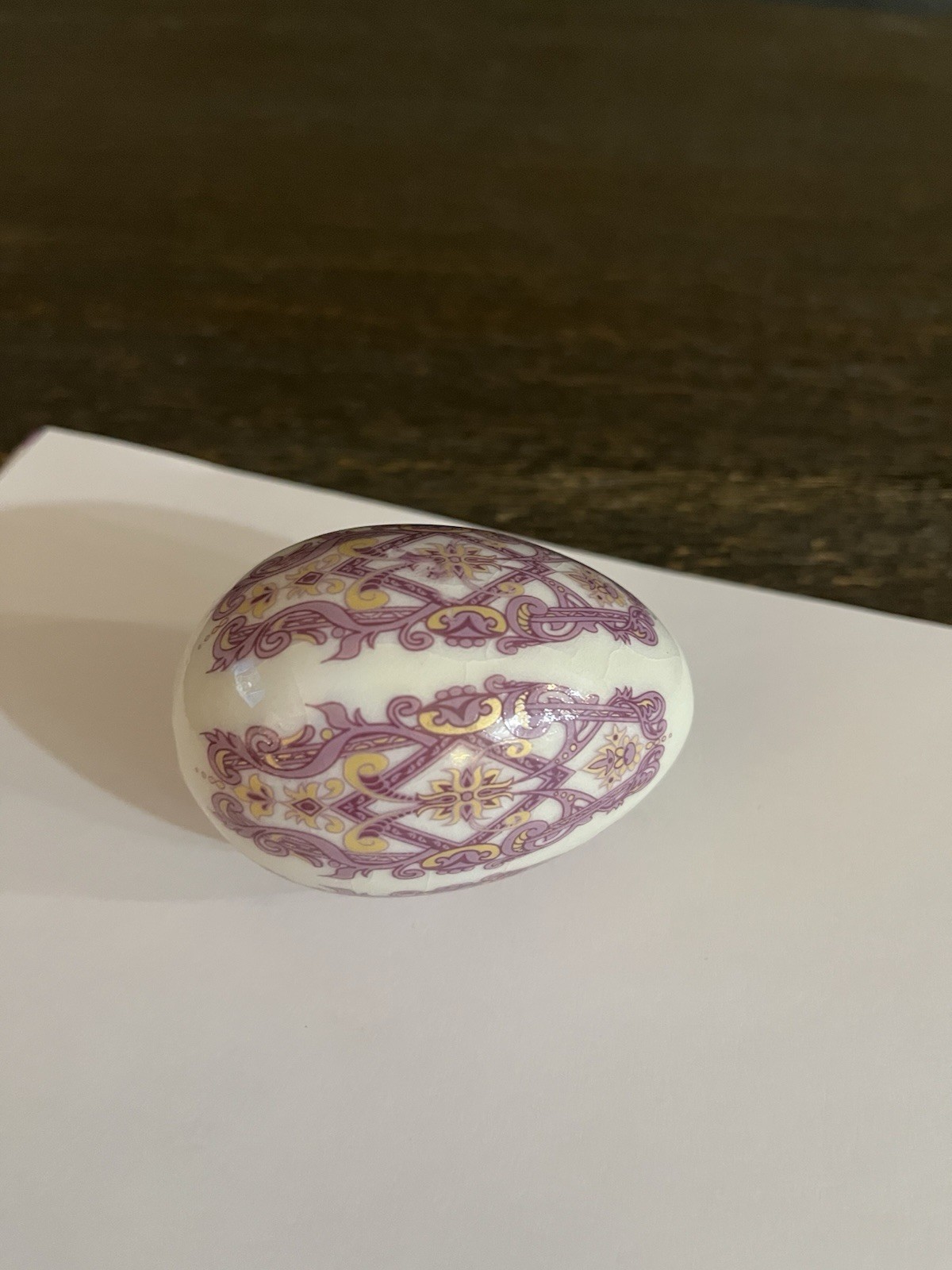 Ceramic Decorative Egg Purple Eastern Design, 3.0 Inch High