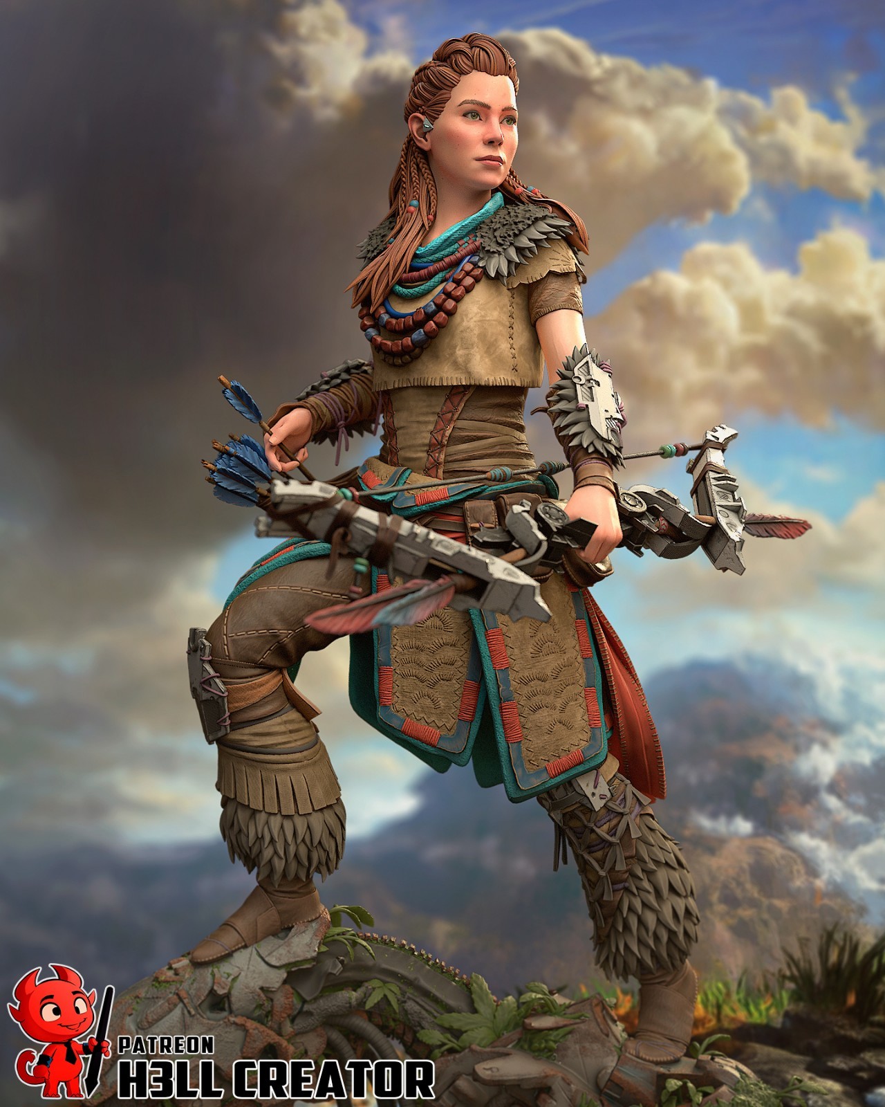 Aloy – Horizon Zero Dawn 1/10 Scale Figure Statue 3D Print Model Kit Unpainted