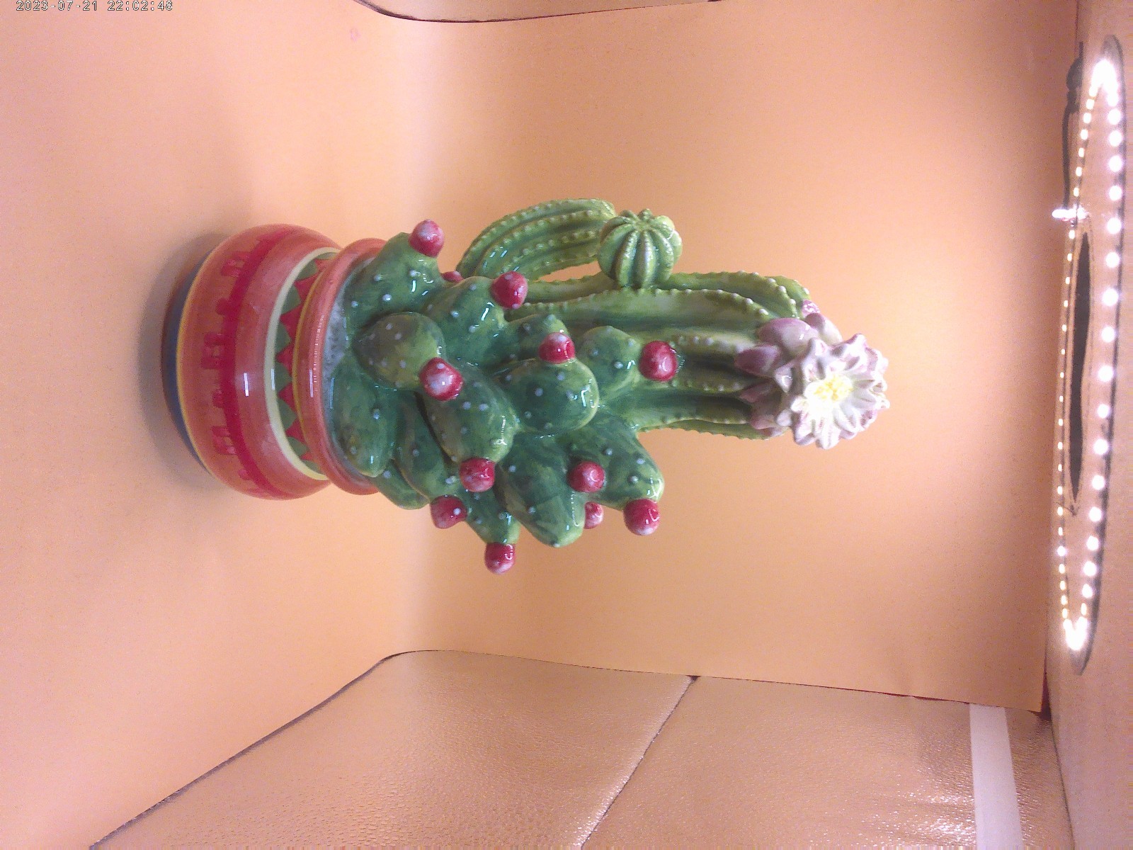 SIGNATURE HOME COLLECTION LARGE CERAMIC CACTUS FIGURINE 13 INCHES TALL