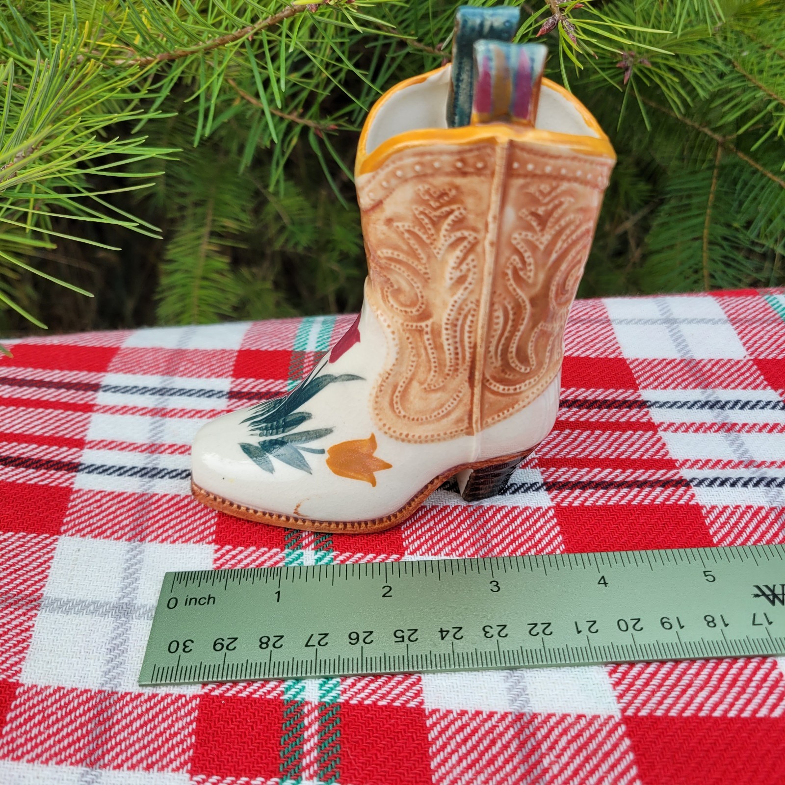 Cowboy Boot Toothpick Holder Mini Vase Vtg 1940s Occupied Japan Western Decor