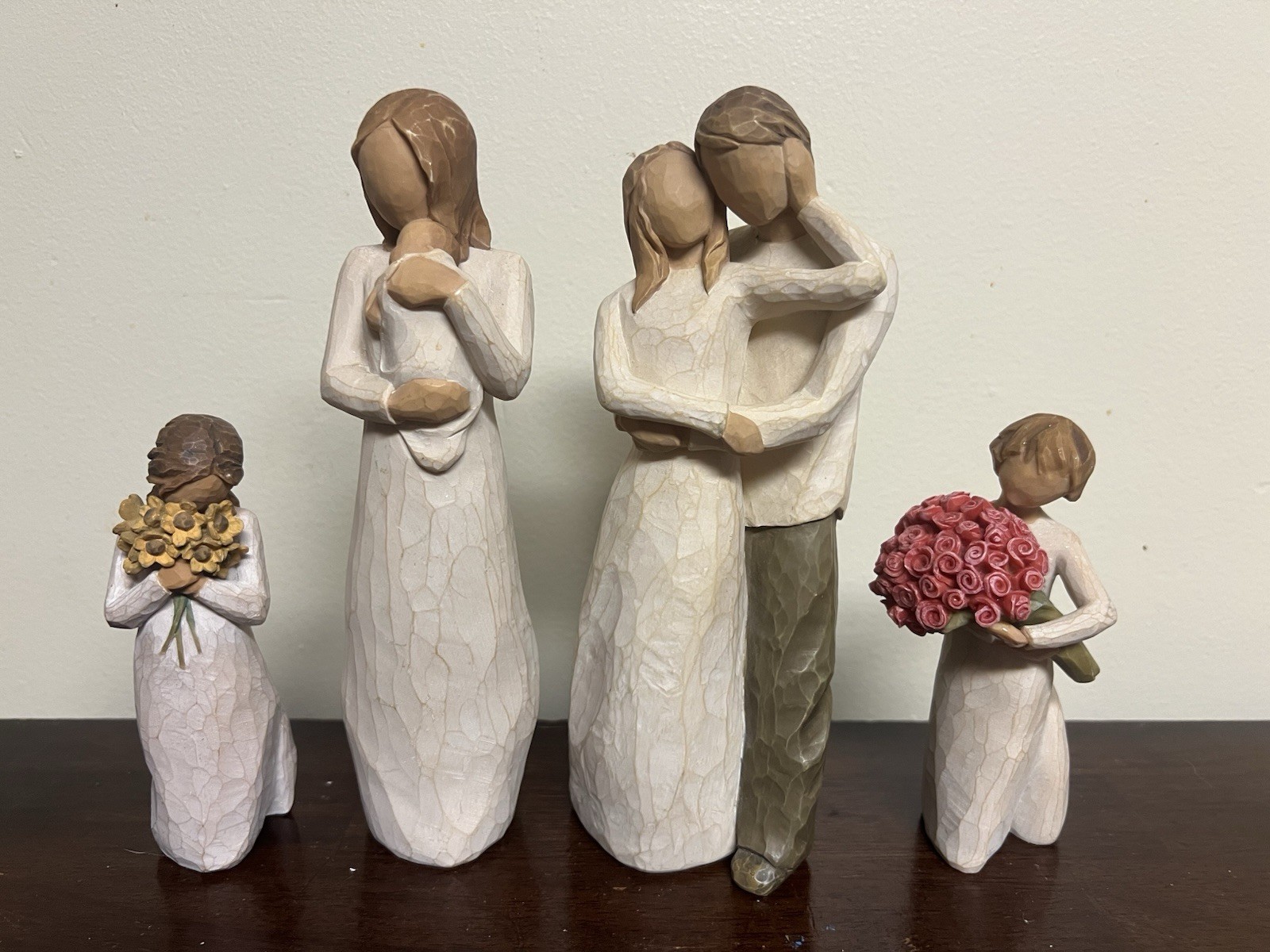 Willow Tree Figurines Lot Of 4- Warm Embrace, Angel of Mine, Together, Abundance