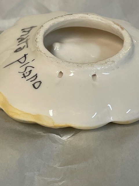 Handpainted Yellow Ceramic Flower Piece Made in Italy – Signed – 3.75″