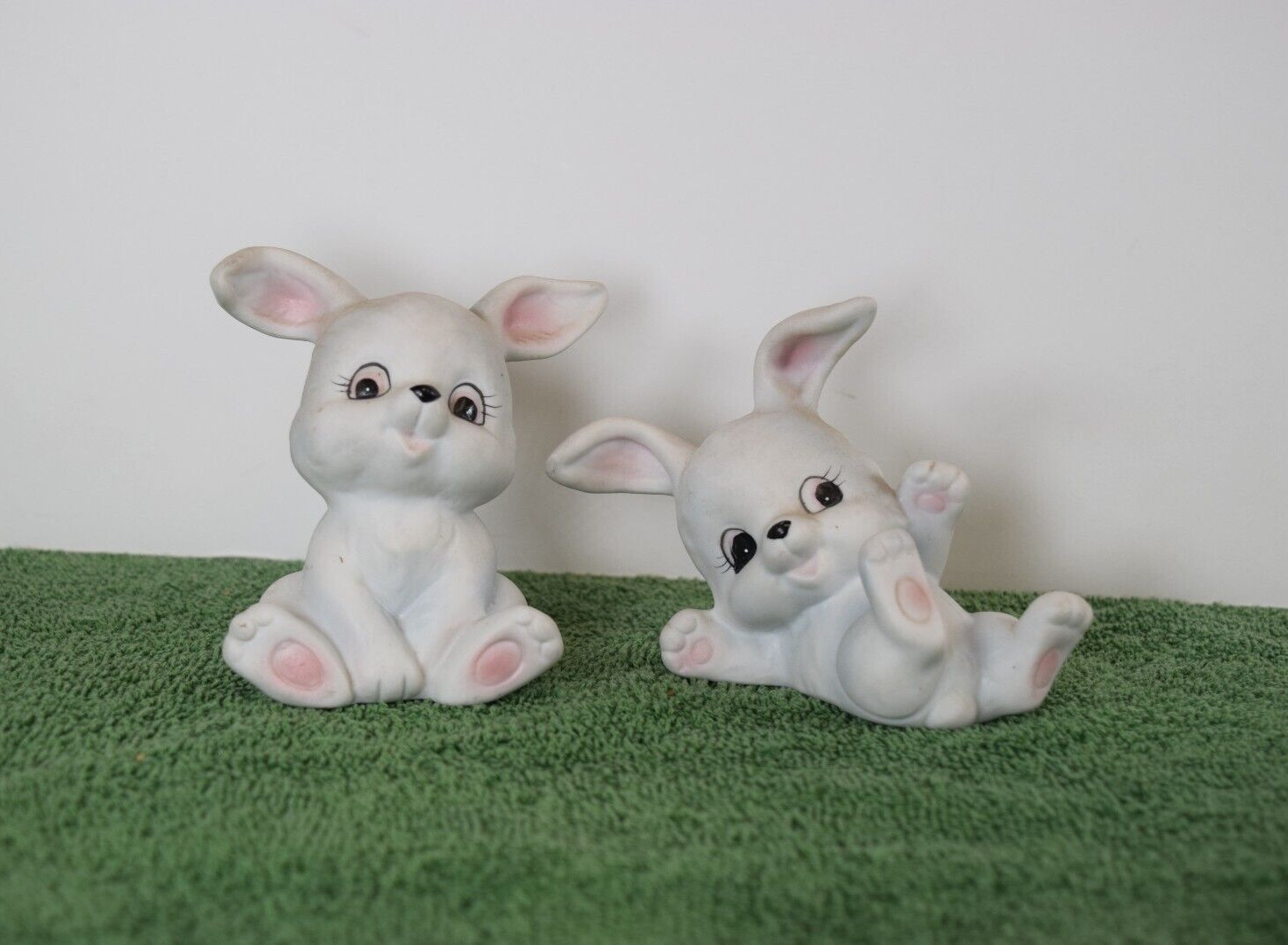 Homco White Playful Rabbit Figurines #1458.