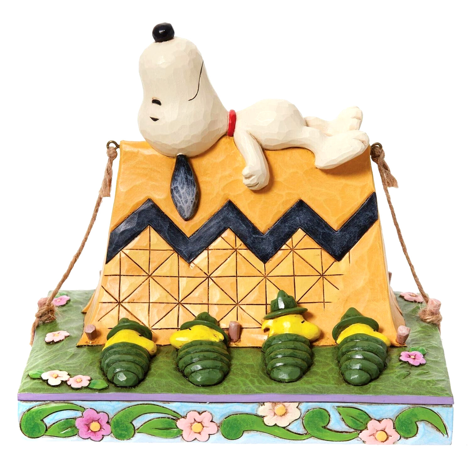❦ New JIM SHORE PEANUTS Figurine SNOOPY WOODSTOCK CAMPING Scout Sleep Bag Tent