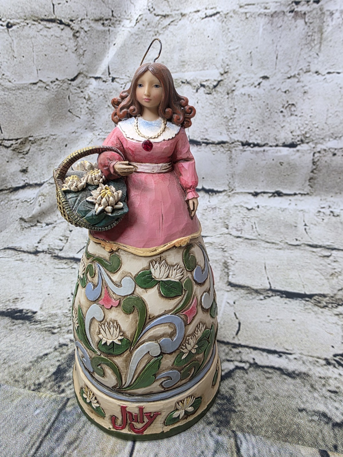 Jim Shore JULY BIRTHDAY ANGEL 2008 Ruby Water Lilies Folk Art Country Decor