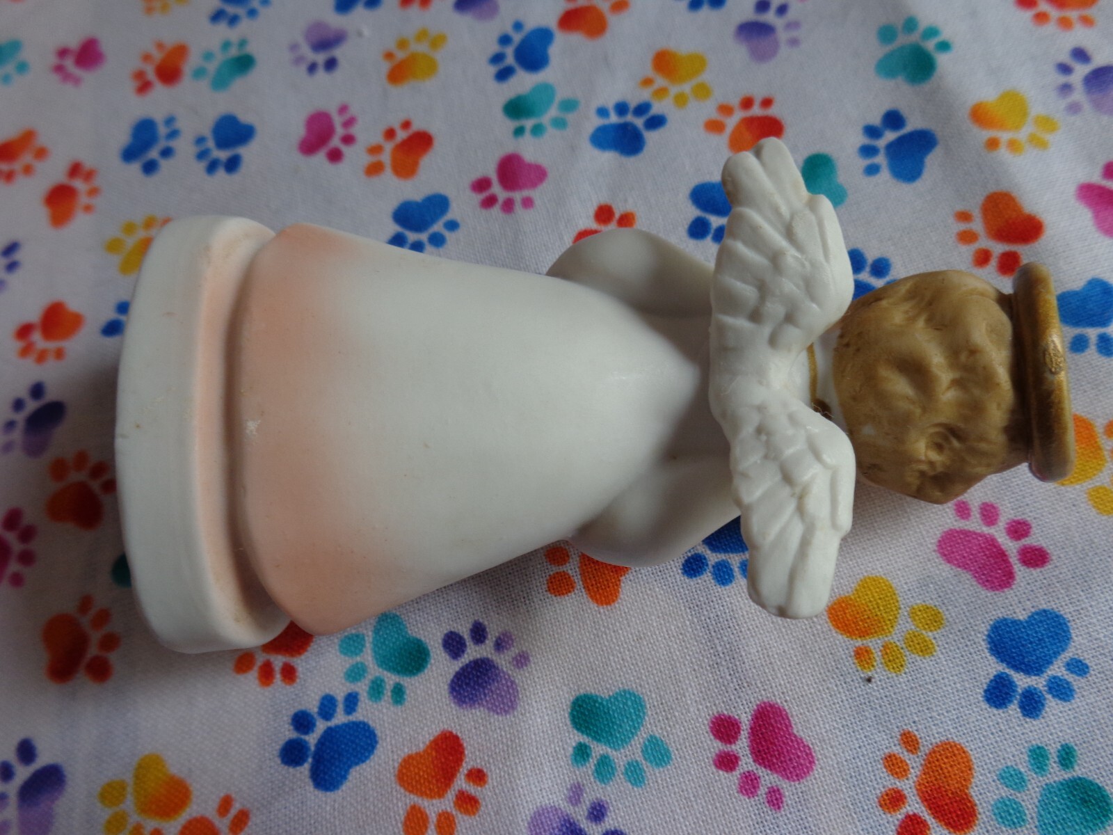 VTG Angel Figurine HAPPY ANNIVERSARY Sanmyro Japan Bisque Porcelain Retro READ