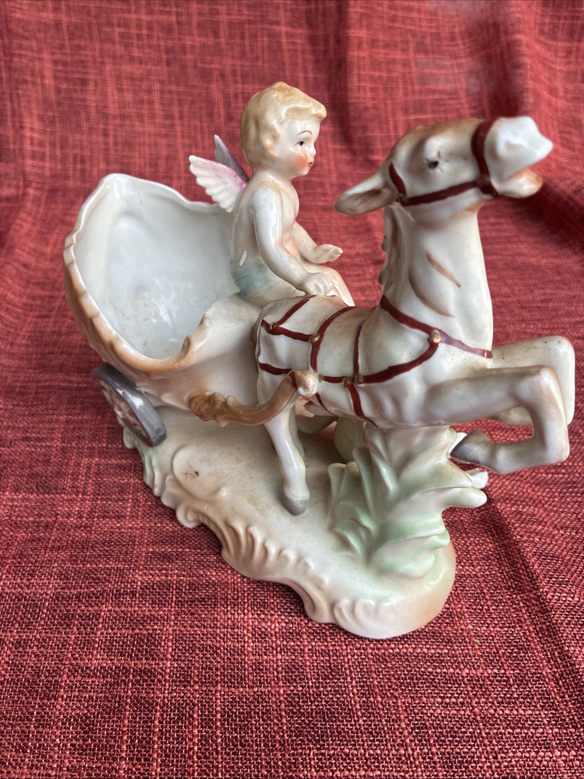 UCAGCO Japan Hand Painted Cherub & Deer Figurine Vintage Porcelain