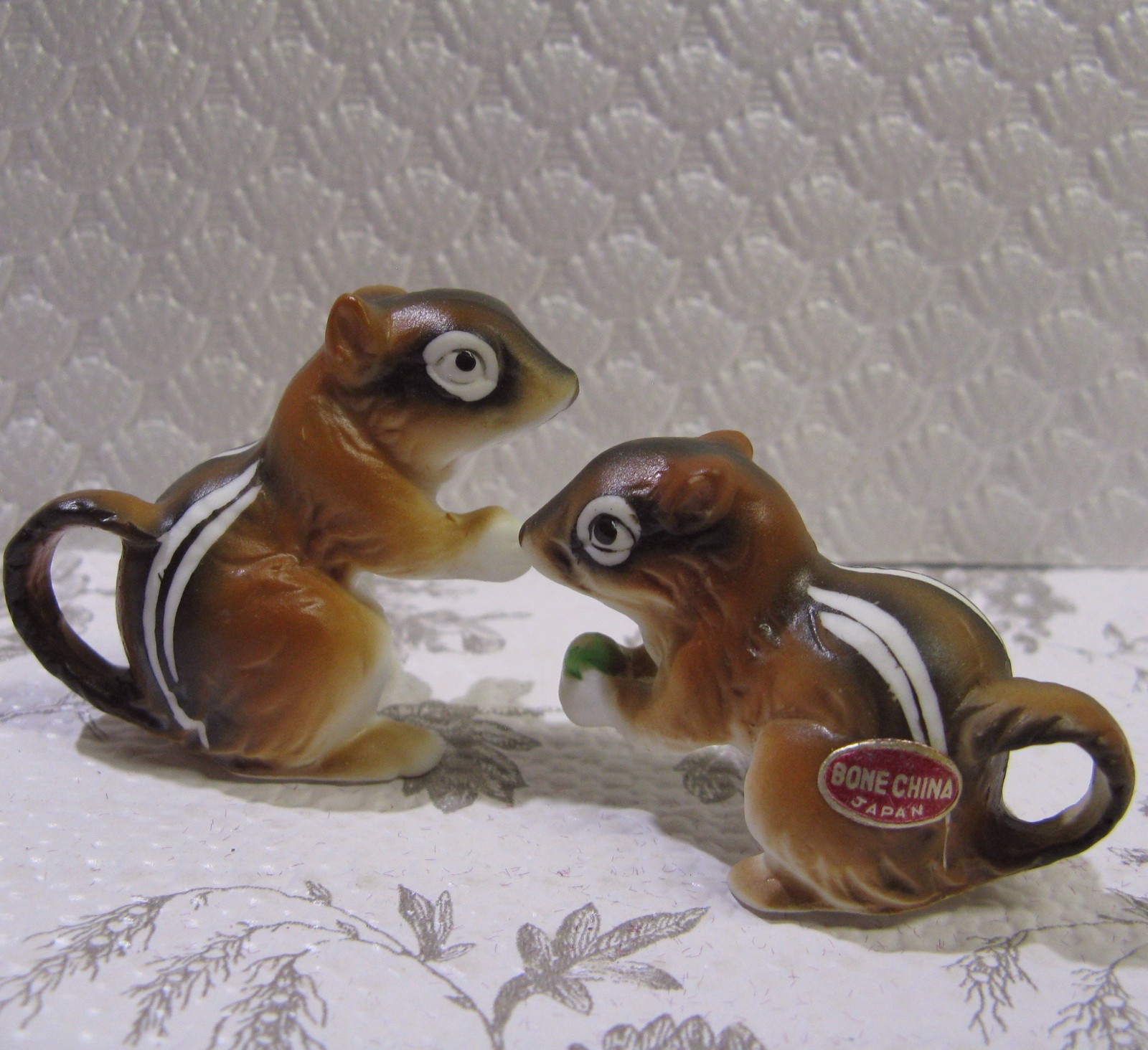 Vintage Bone China Chipmunk 2 Miniature Figurines Made In Japan Fairy Garden