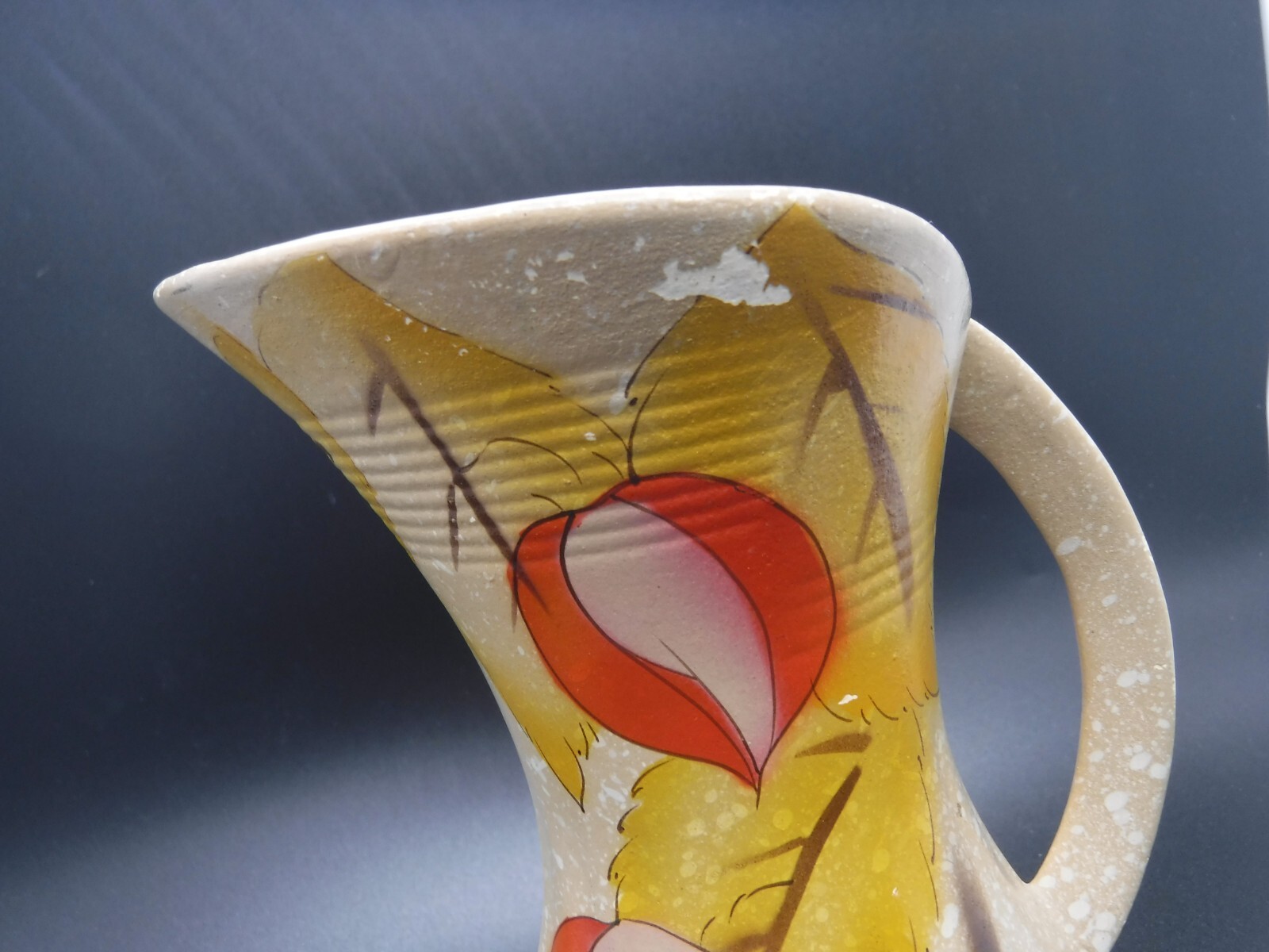 Wade Heath Pitcher Brown/Beige Orange Flowers Leaves