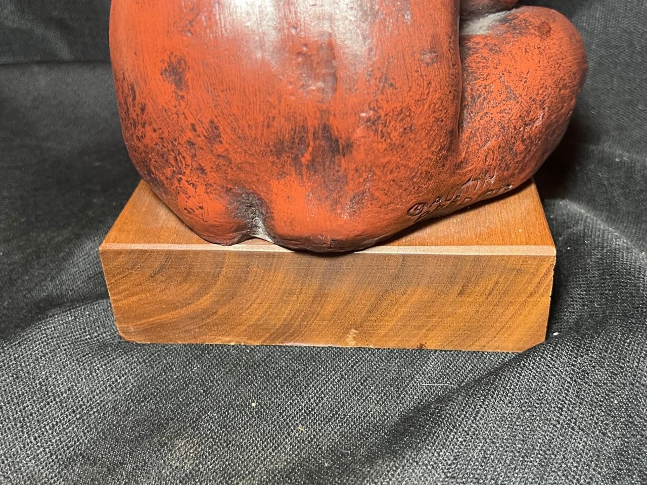 Vintage Austin Productions Child Baby Statue Art Sculpture Wood Base Boy or Girl