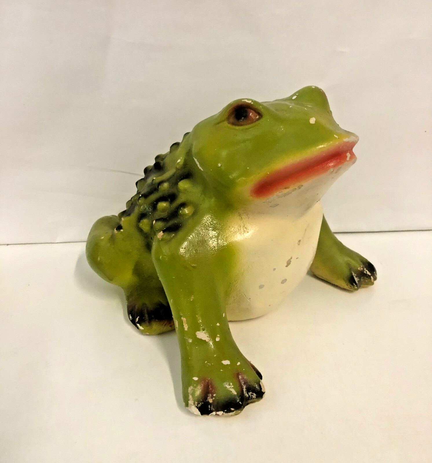 Vintage Bull Frog Chalkware Plaster Figure made in Mexico Unique Collectible