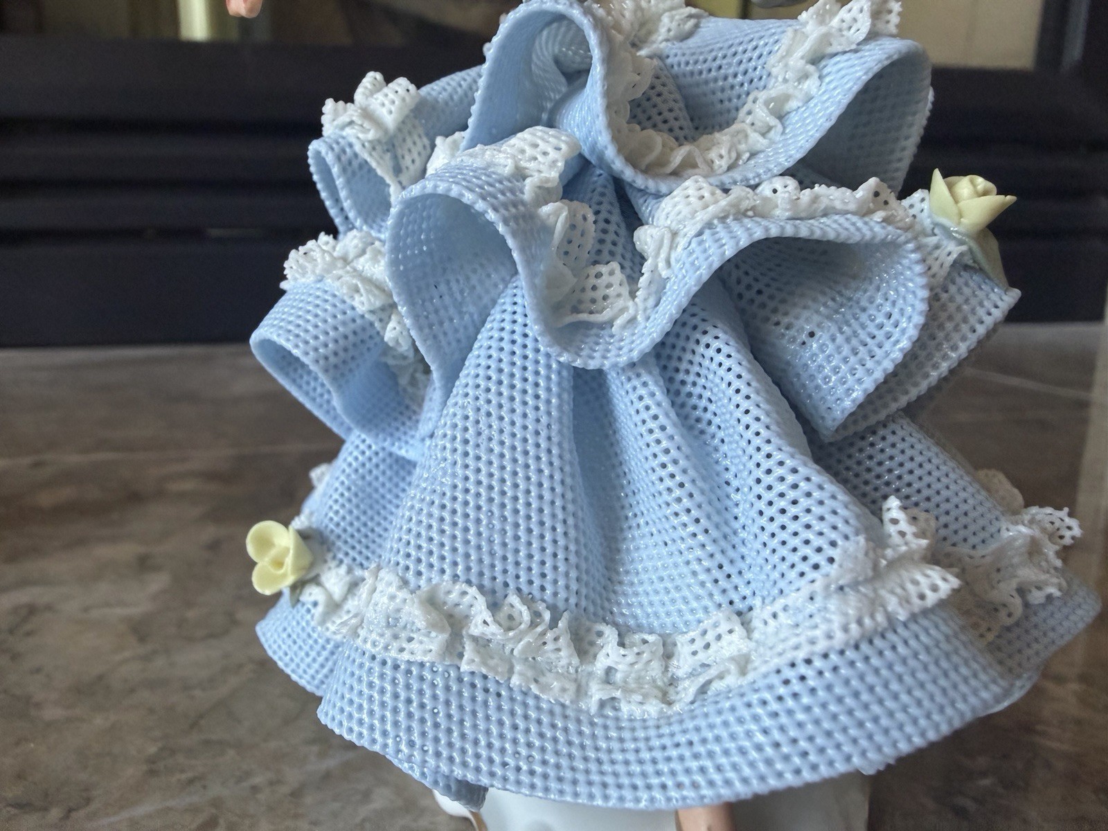 Original Vintage Dresden Germany Lace Dress Porcelain Lady Figurine 6.5″ tall