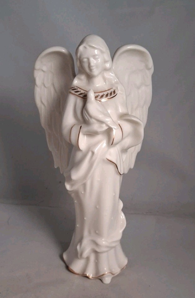 RARE Belleek Ireland Angel of Peace Figurine The Virtues 8” Gold Trim