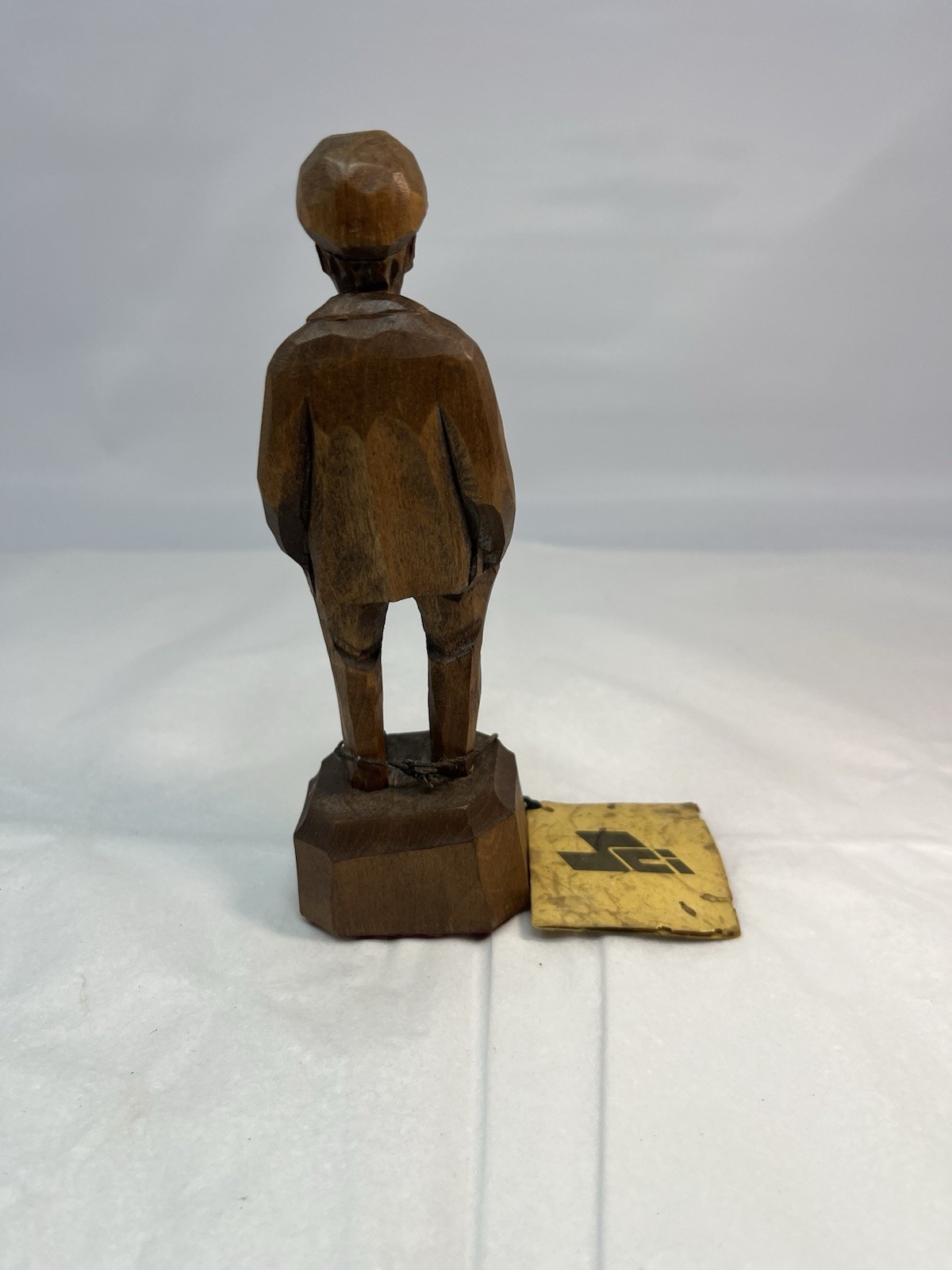 Caron Carving Older man Hands in Pocket Folk Art 6 Inches Tagged And Signed