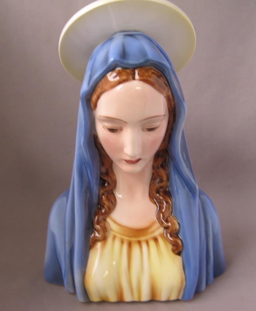 Original Keramos Glass Porcelain Madonna Halo Bust Podany Wien Austria Vienna