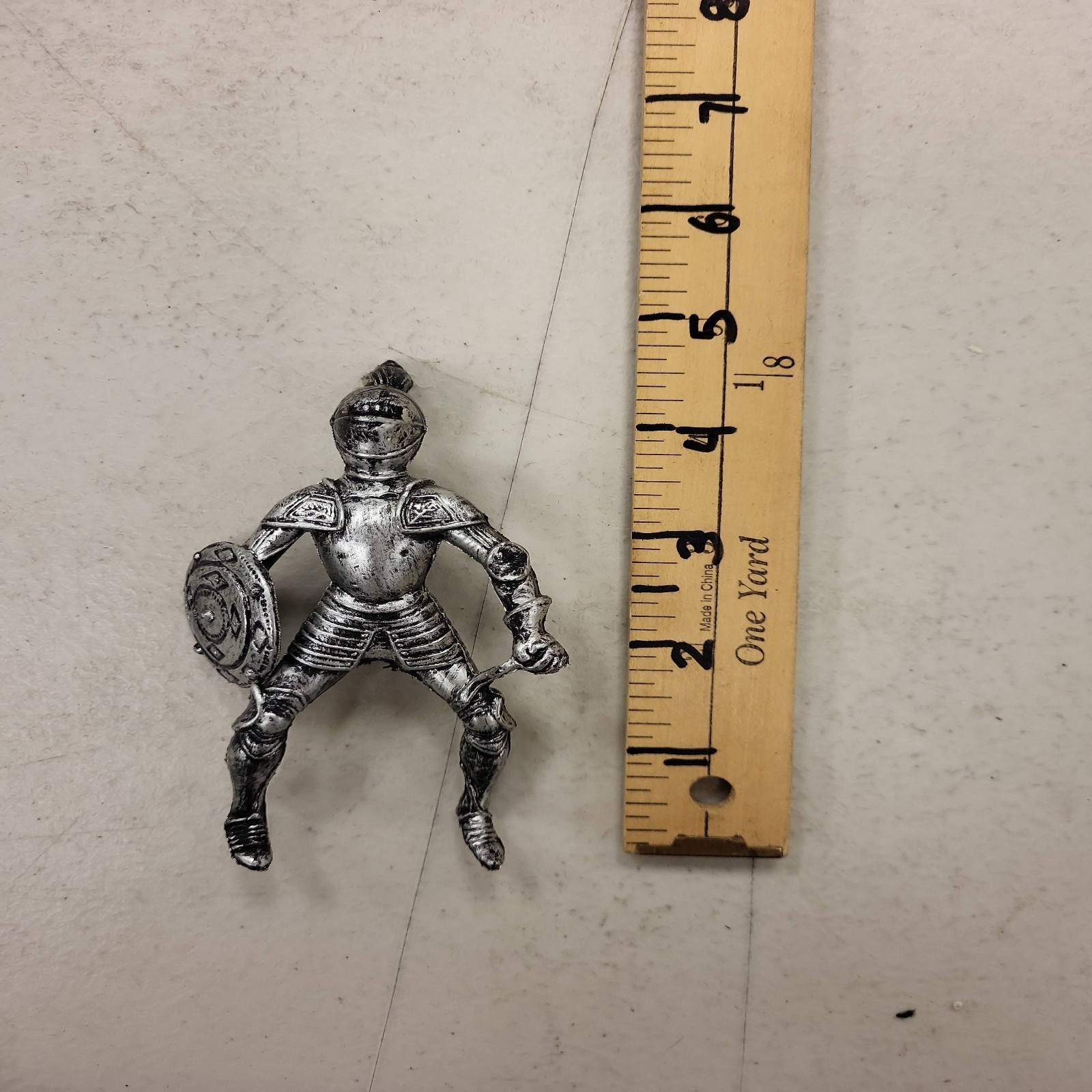 Vintage Metal Knight Figurine Hong Kong Medieval Armor Soldier Figure Toy
