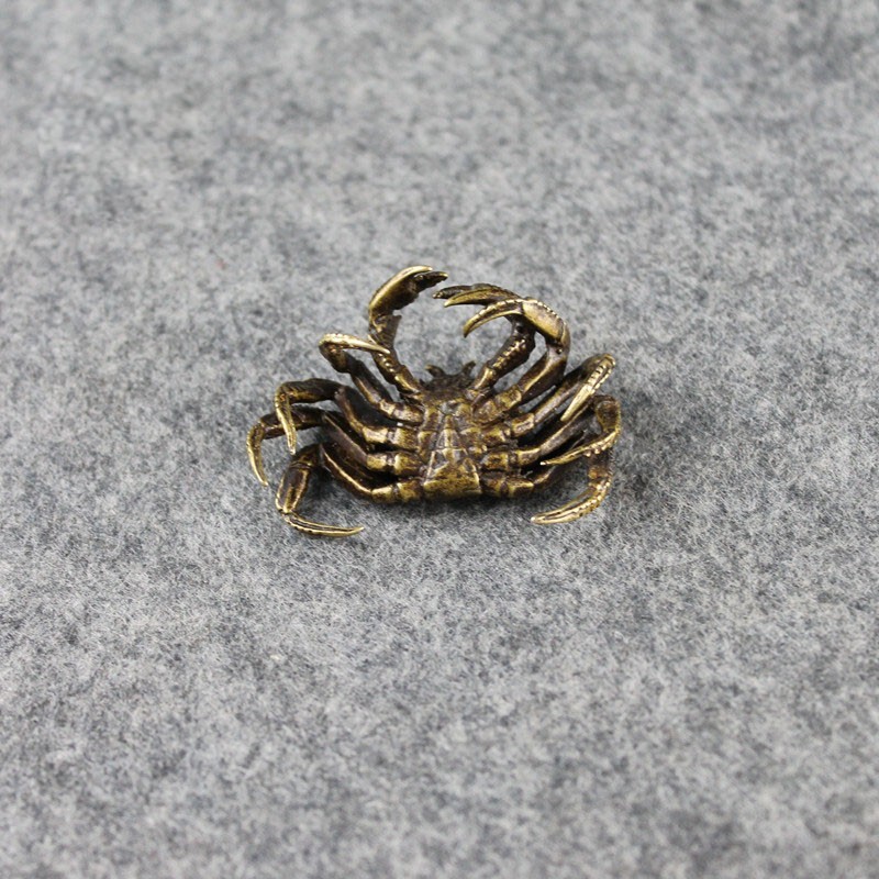 Pure Brass Small Crab Figurine Tea Pet Ornament Animal Miniature Statue Craft