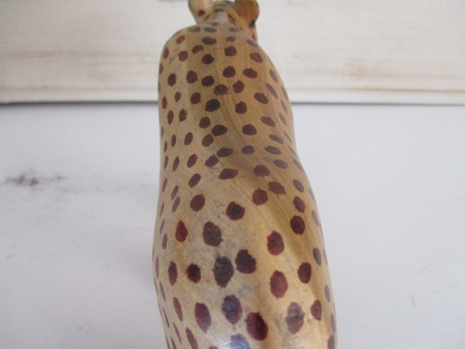 Hand Carved Wooden Leopard Cheetah Figurine African Safari Vintage