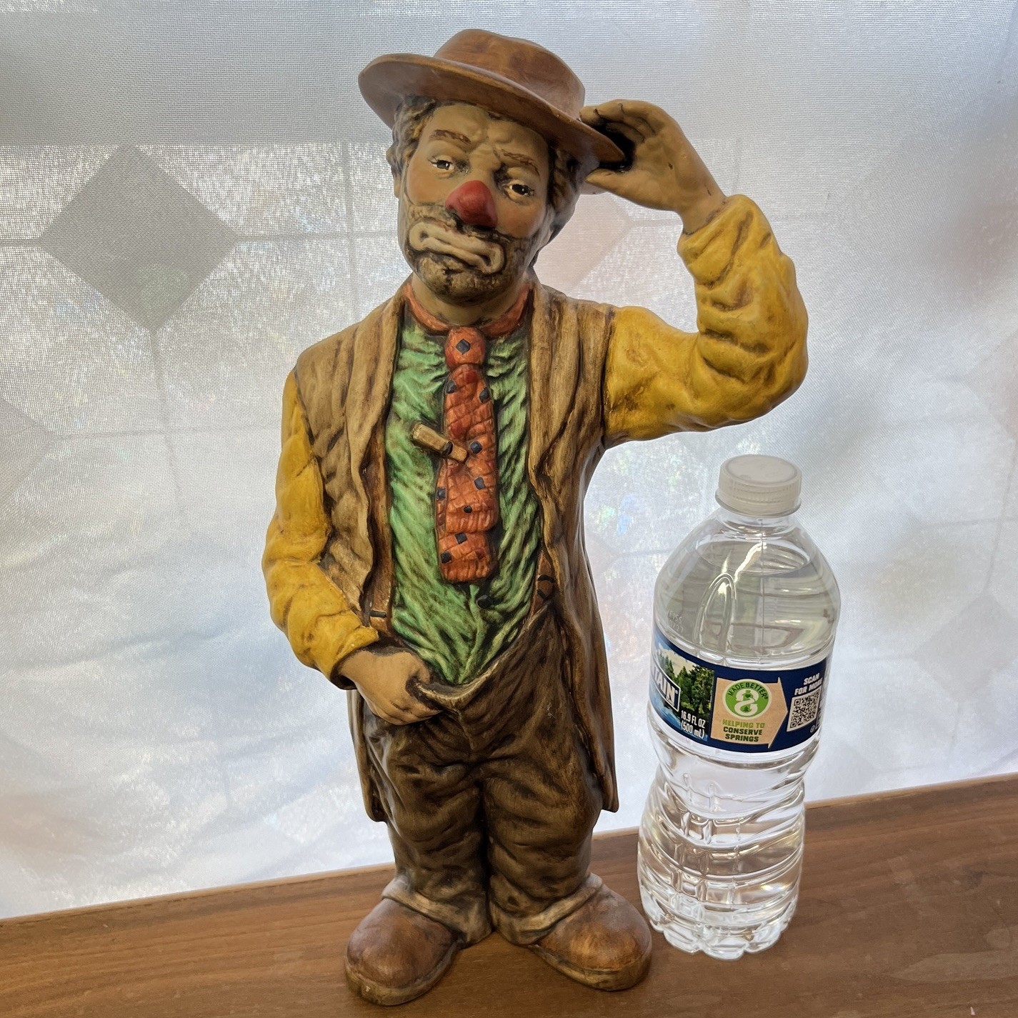 Vintage Tall Large Art Sad Clown Hobo Hollow Figurine 13″ Height Unique