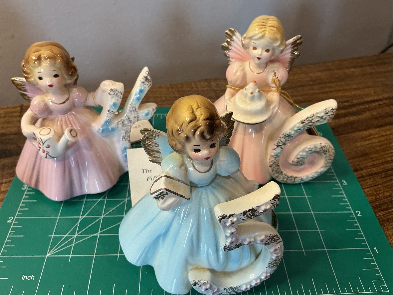 Vintage Josef Originals Birthday Girl Age 4 5 6 Angel Figurines