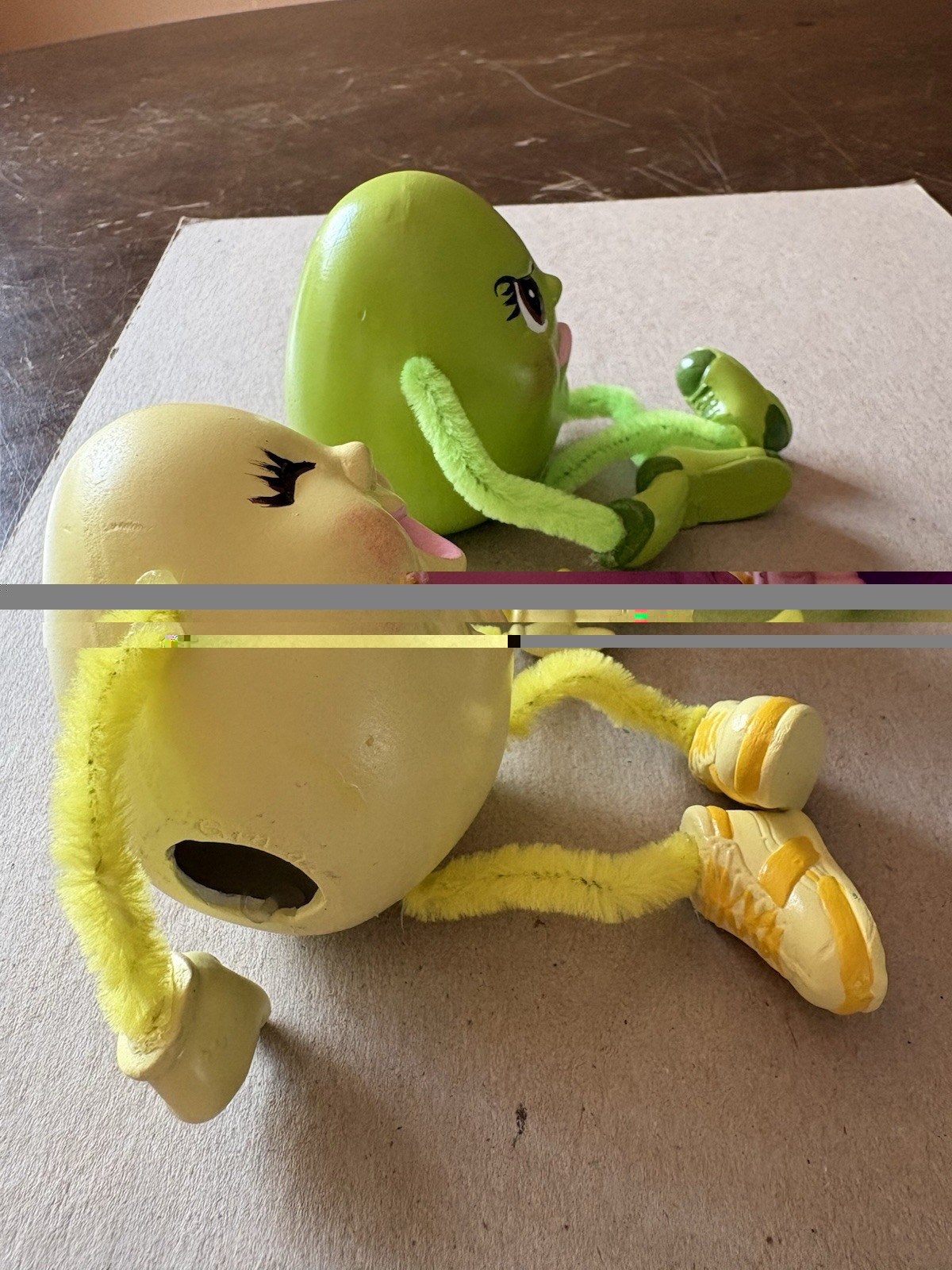 Shelf Sitter Anthropomorphic Egg Lot Of 2 Ceramic Pipe Cleaner