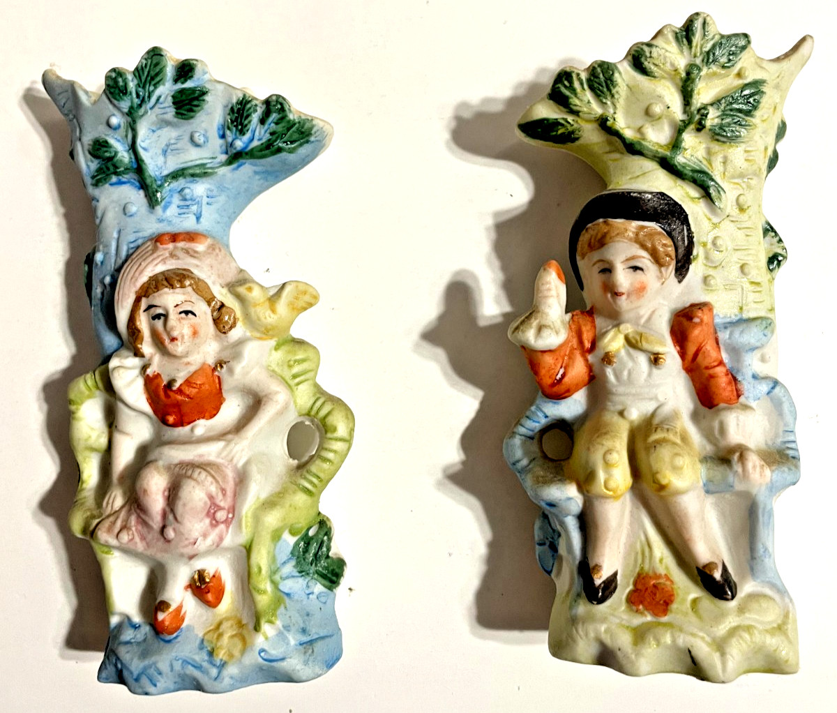 Porcelain pair man & woman bud vases occupied Japan 4.50 in x 2.25 in