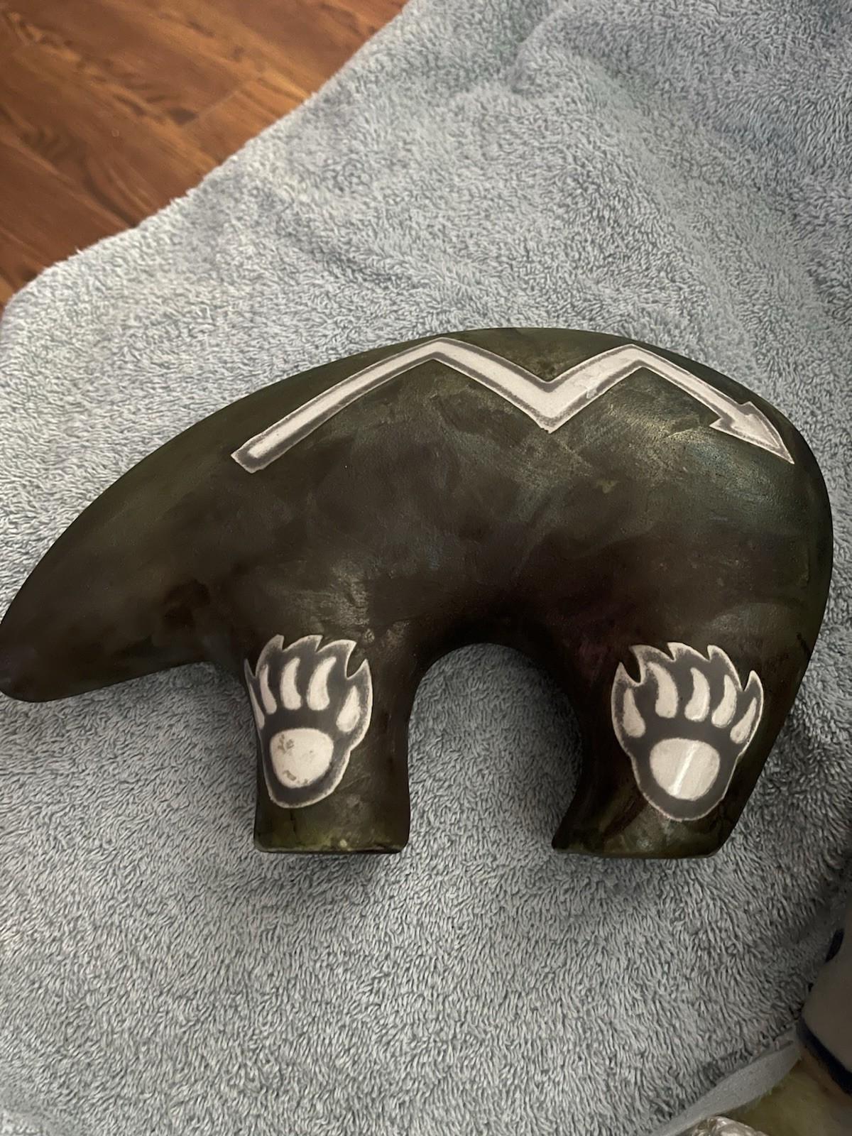 Copper flashed Raku fired Bear Signed! Rare!