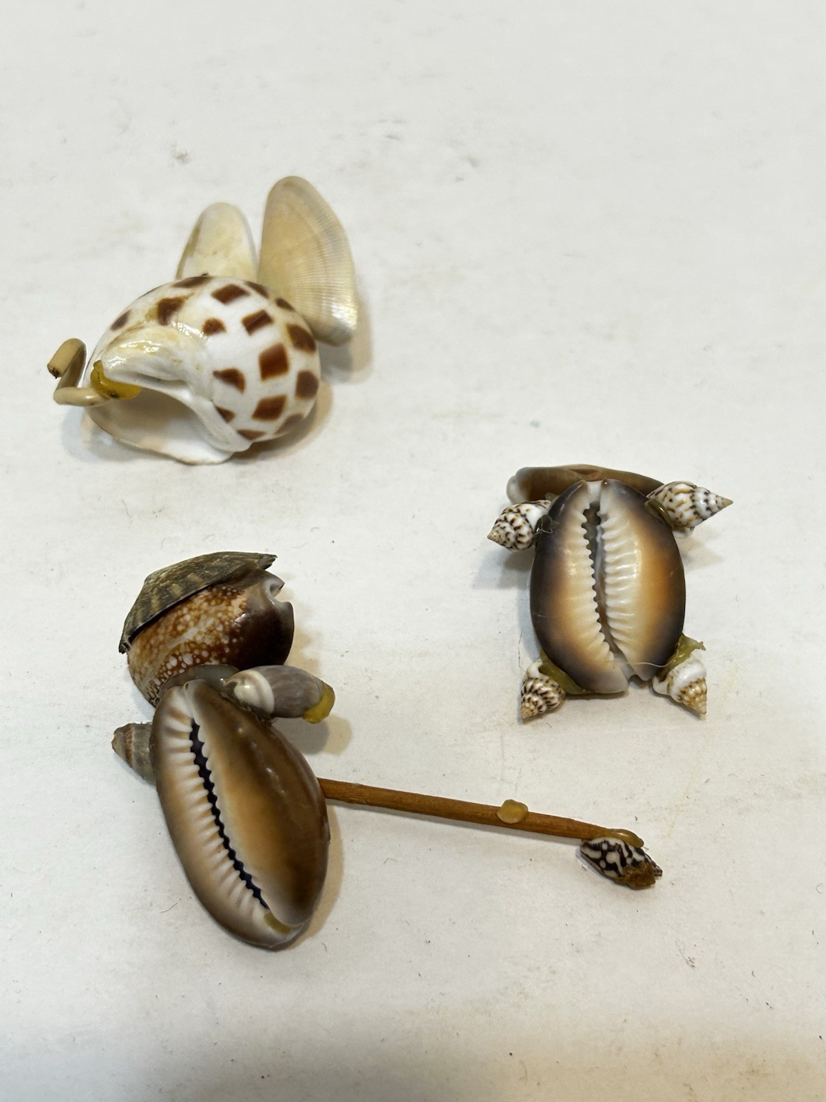 Vintage Handcrafted Whimsical Sea Shell Figures Set of 3 Collectible