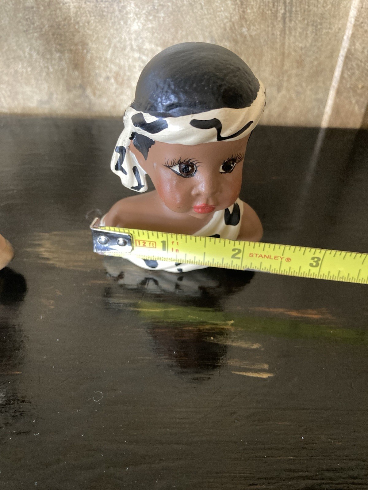 Signed Hand Painted African American Girl Busts Cute Boho Decor Collectible Art