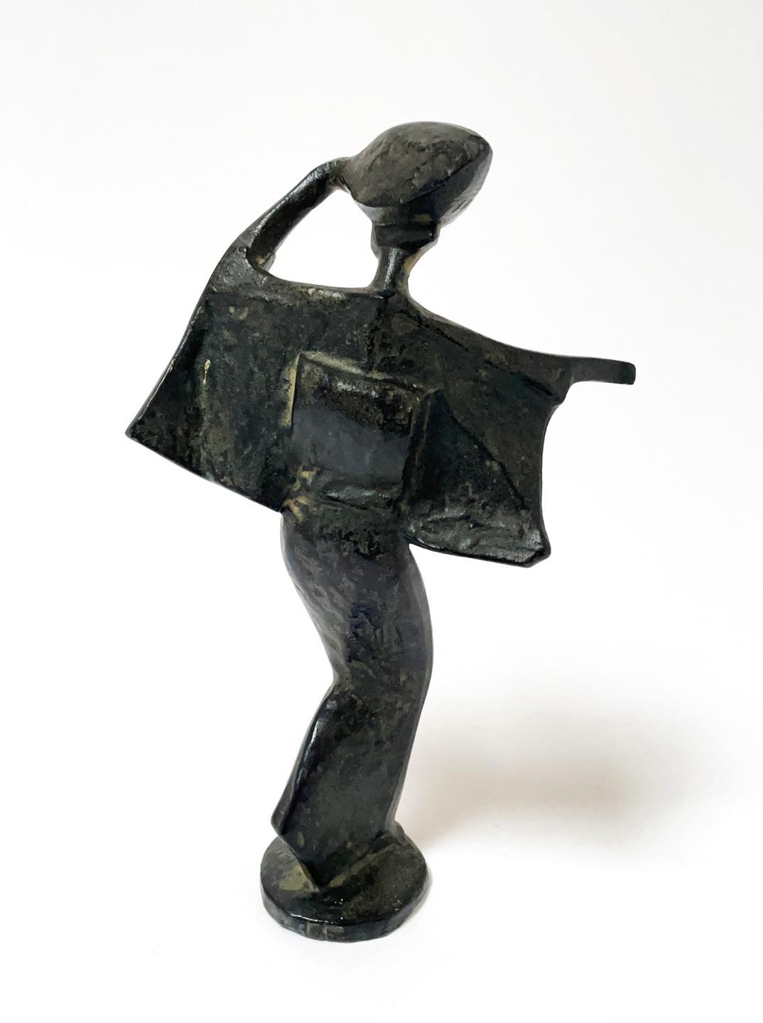MID CENTURY MODERN CAST IRON DANCING GEISHA GIRL FIGURE SCULPTURE MCM