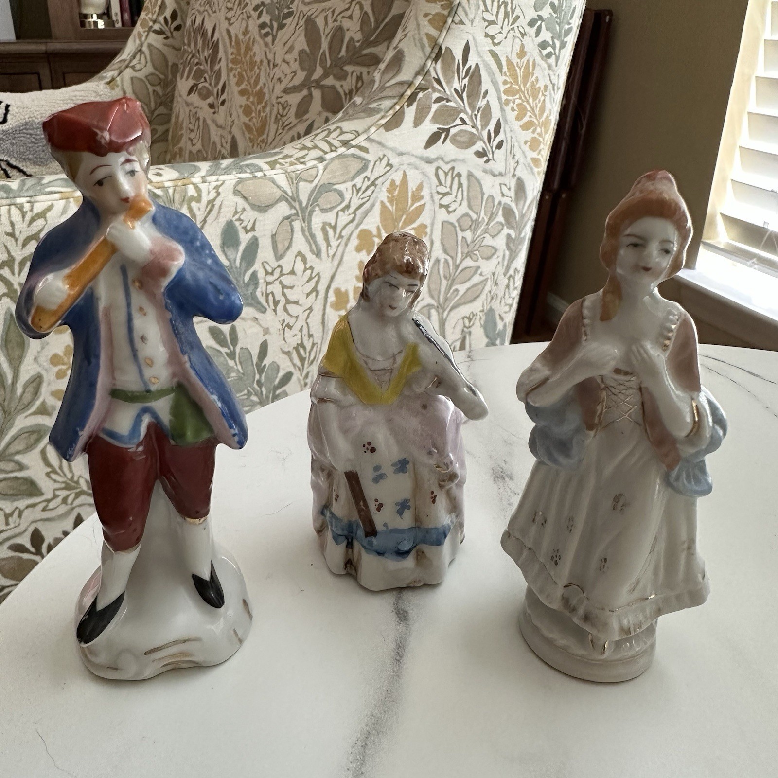 Vintage Made in Occupied Japan Porcelain Figurines Lot of 3 Colonial Musician