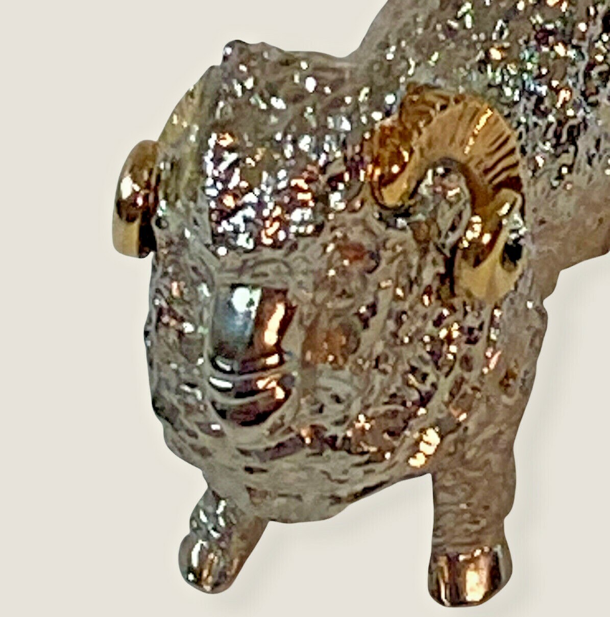 New Zealand RAM Metal Art Silver & Gold Plated Horns & Hoof Figurine