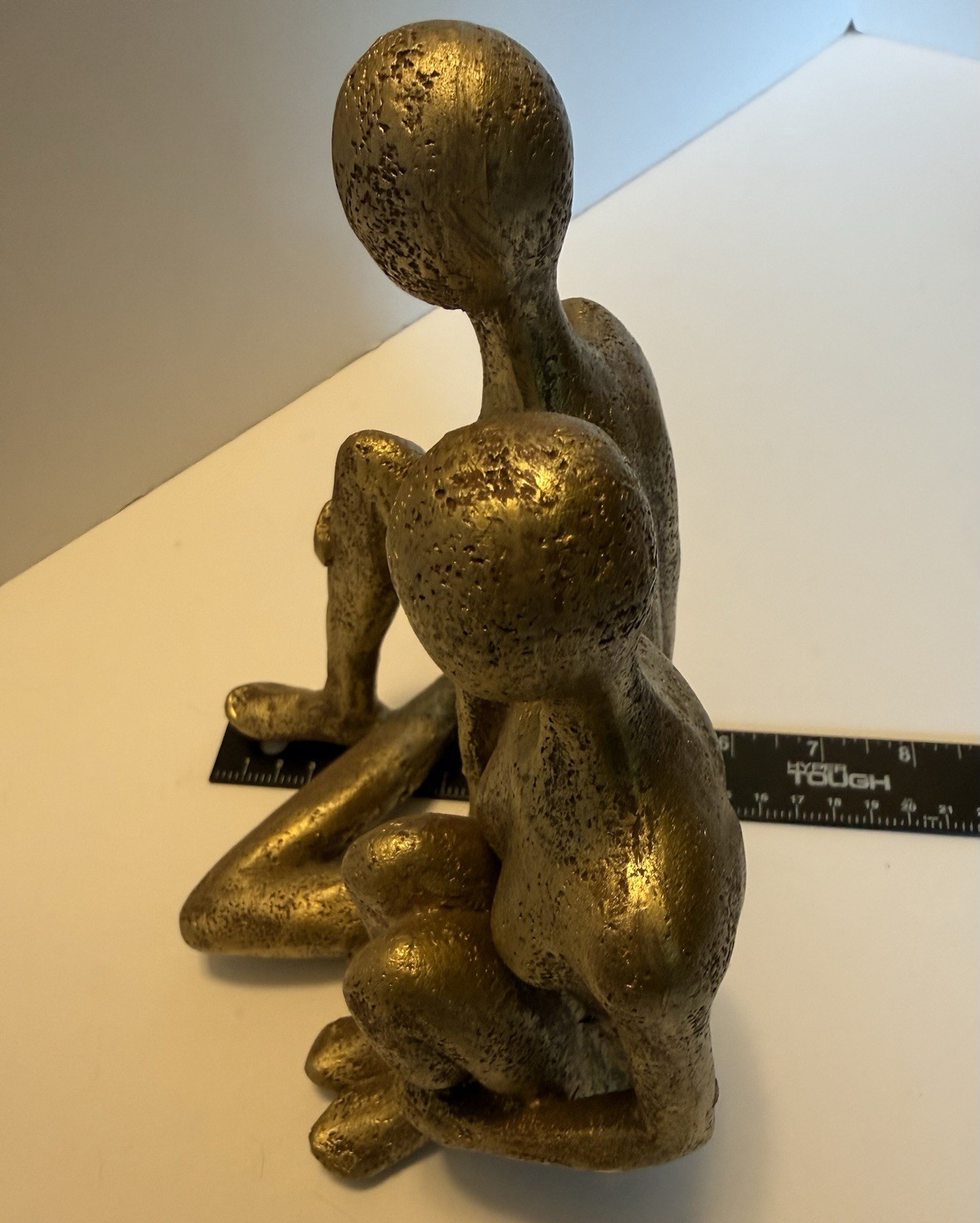Seated Nude Figural Couple VTG Elegant Decor Gold Toned Resin Abstract Art 8 in.