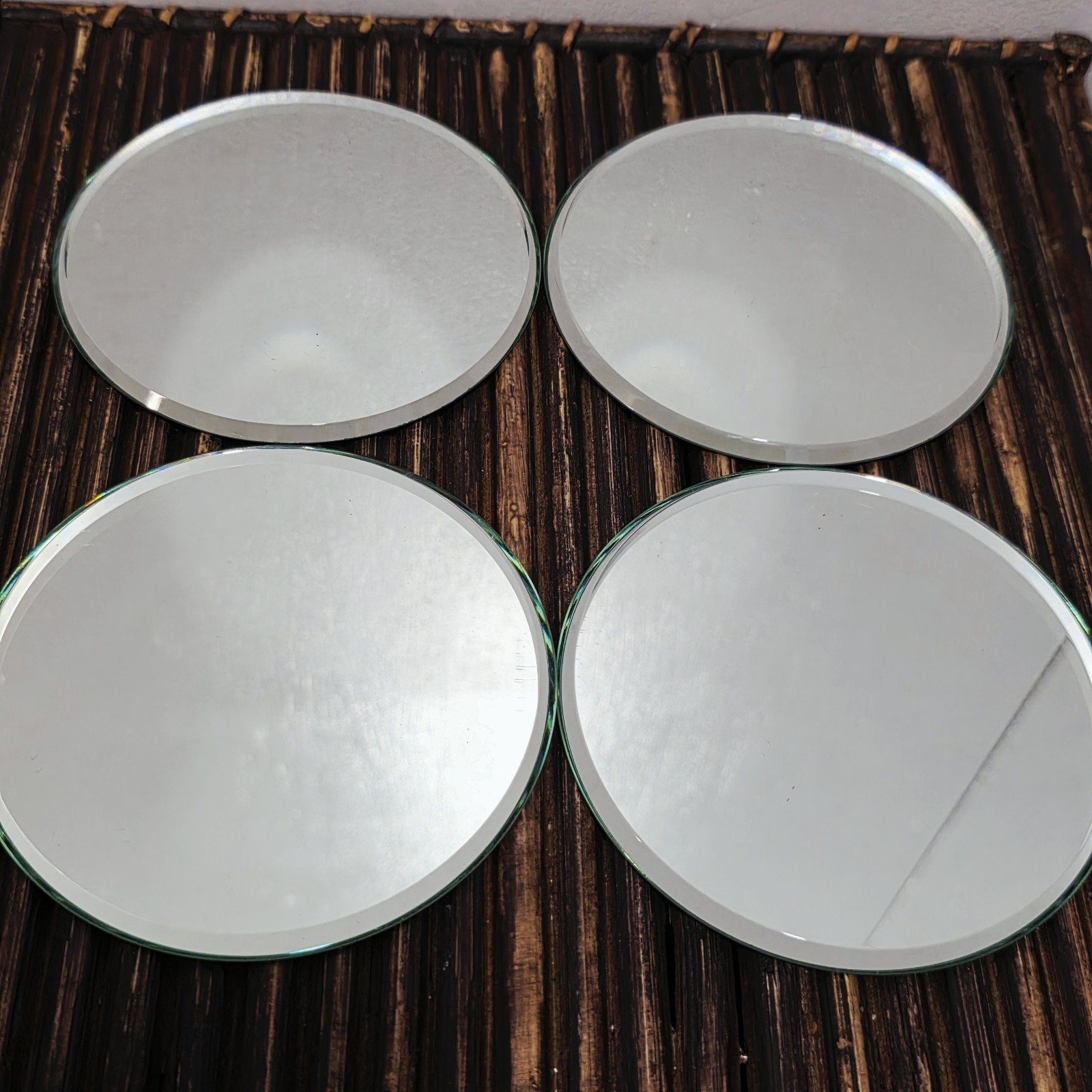 Lot 4 Mirror Display Bevel Base Stands Made In Germany Bard’s Figurines Hummel