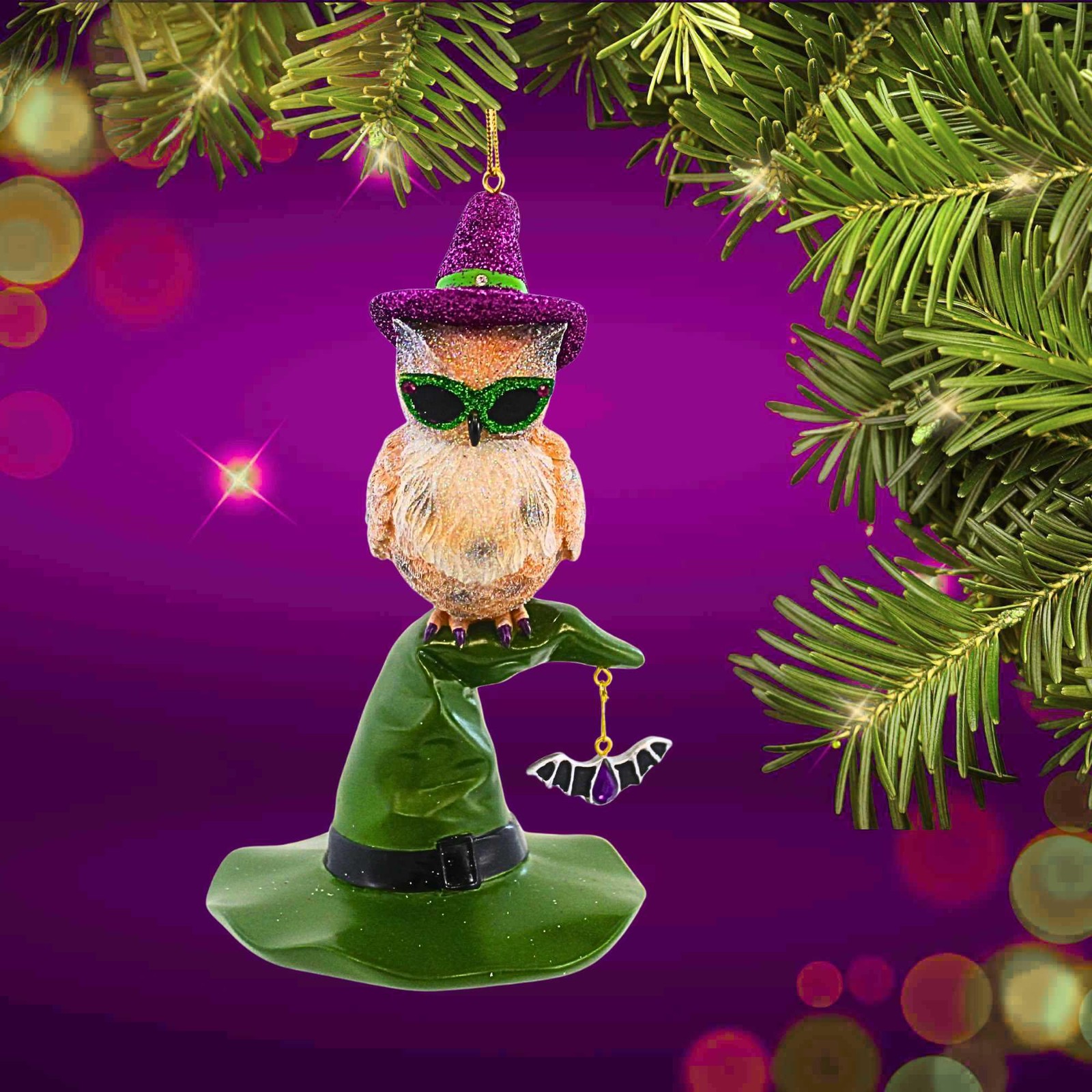 December Diamonds 6.25In Prudence The Owl, Polyresin, Bird Bat 5555234