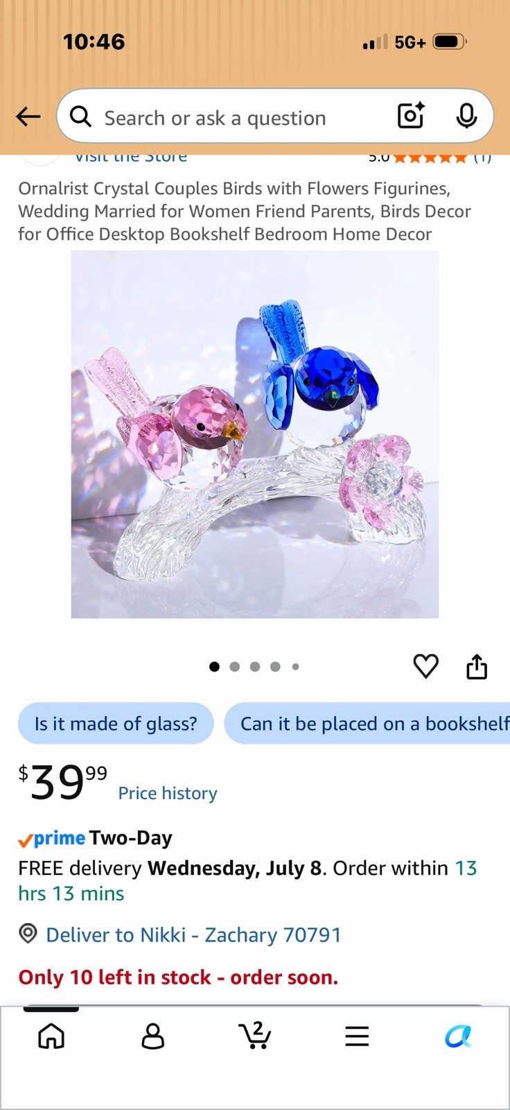 Ornalist Crystal Couples Birds brand New Still In The Box