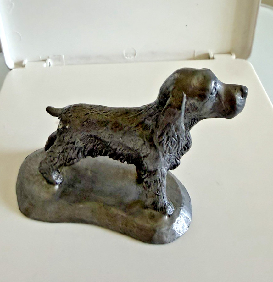 Michael Ricker Vintage Pewter Cocker Spaniel Dog Figurine Collectible Sculpture