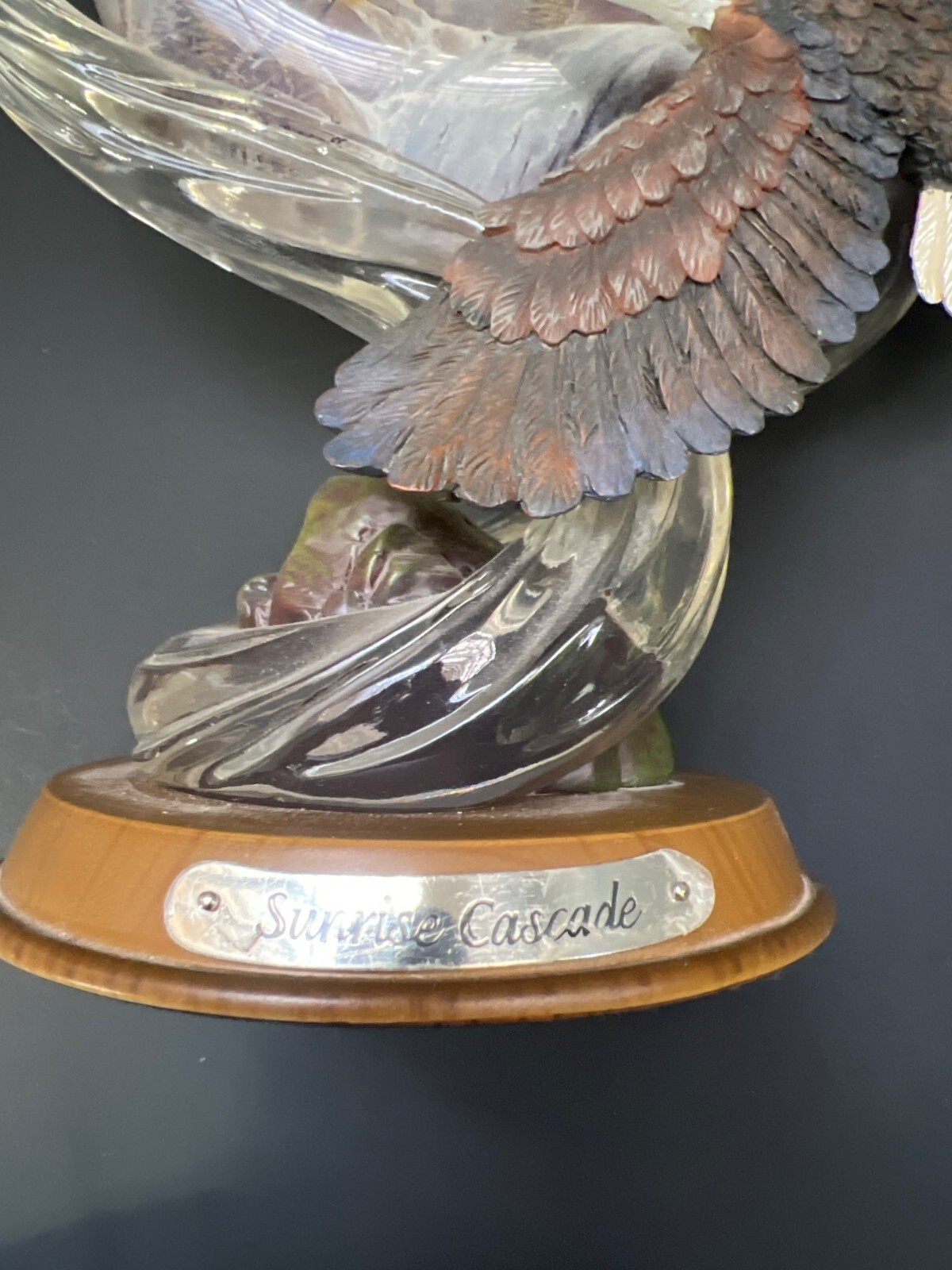 Limited Edition Bradford Exchange Sunrise Cascade Sculpture With Bald Eagles