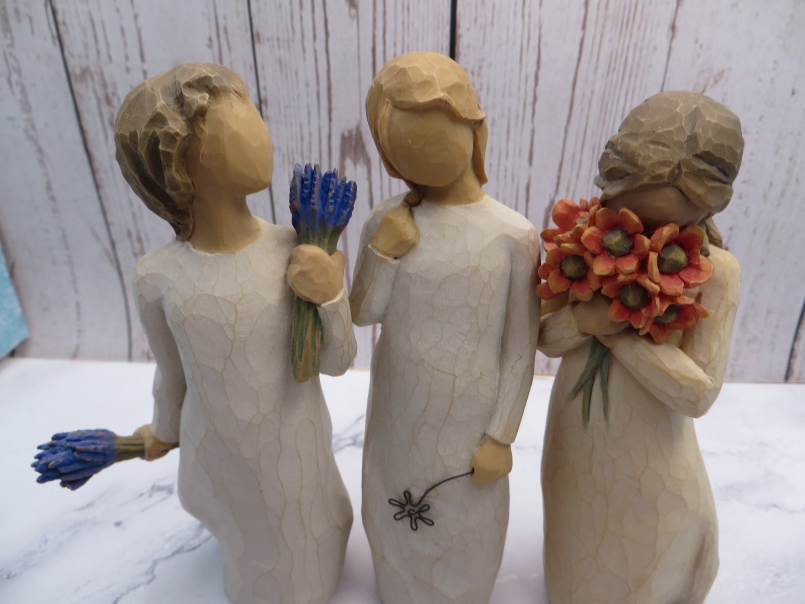 3 Willow Tree Figurine Lot Surrounded by Love Remember Lavender Grace w/Flowers